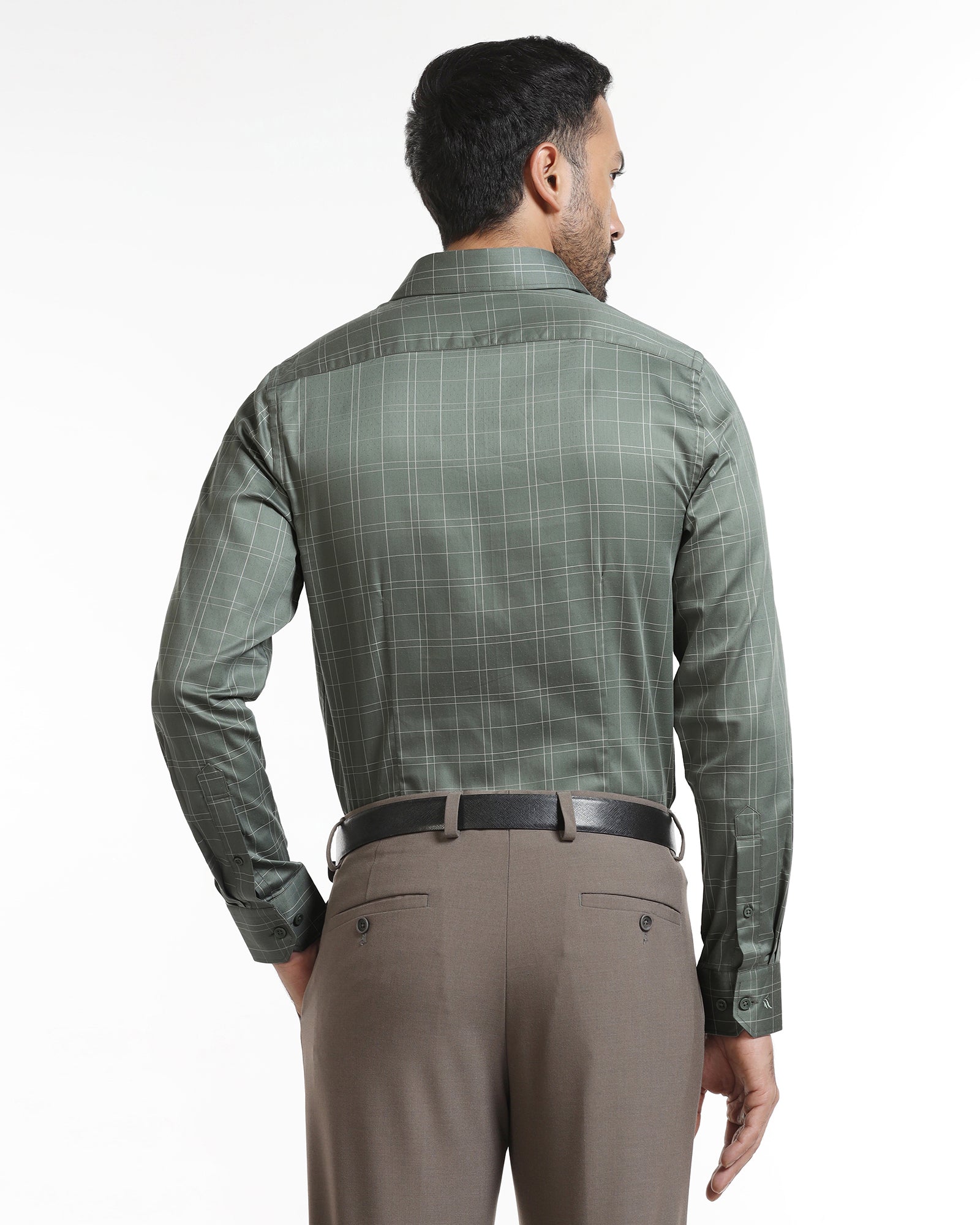 Light Olive Check Shirt - Axton