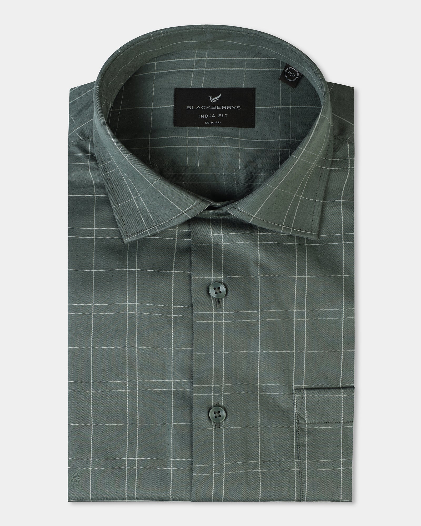 Light Olive Check Shirt - Axton