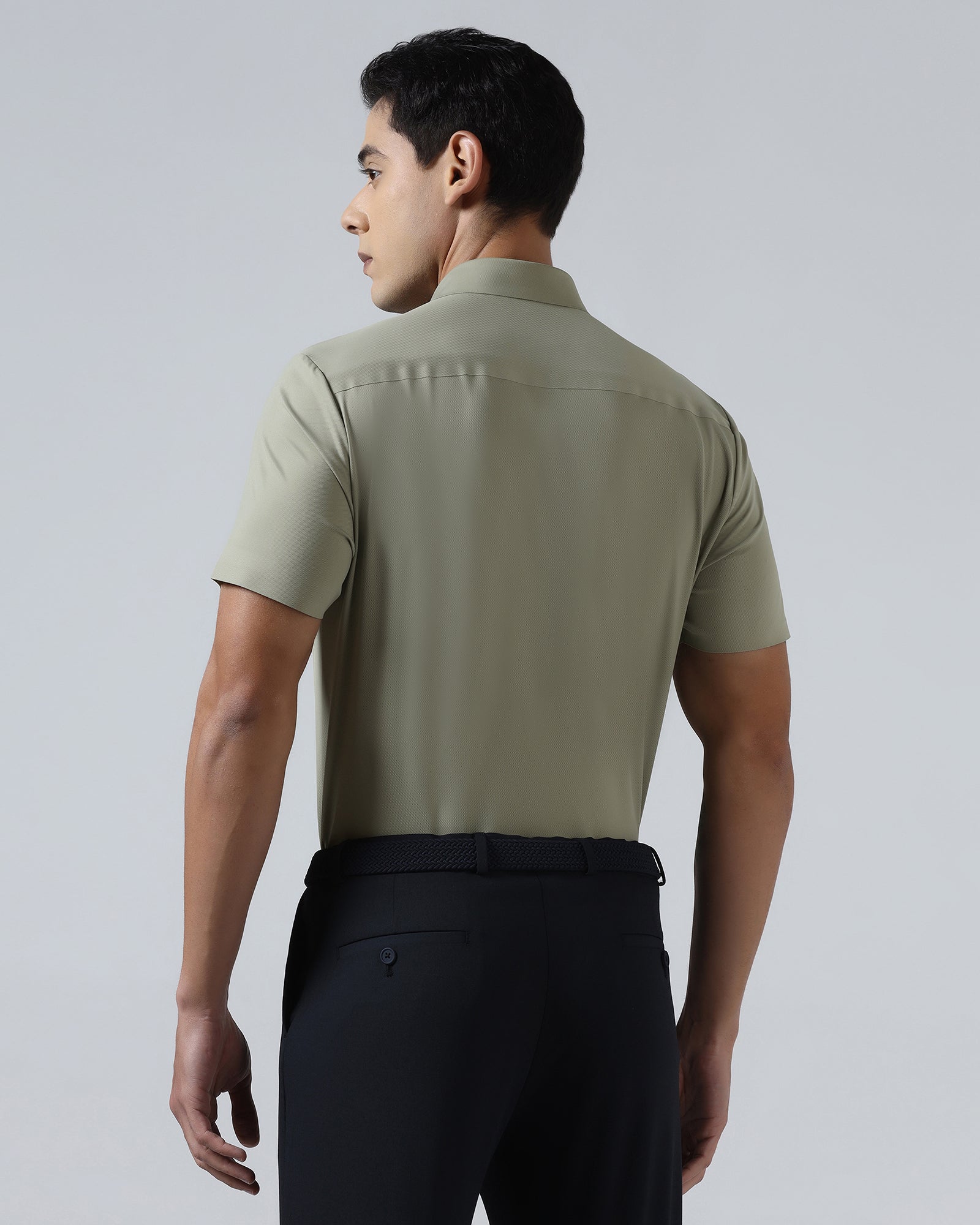 Light Olive Half Sleeve TechPro Textured Shirt - Henry