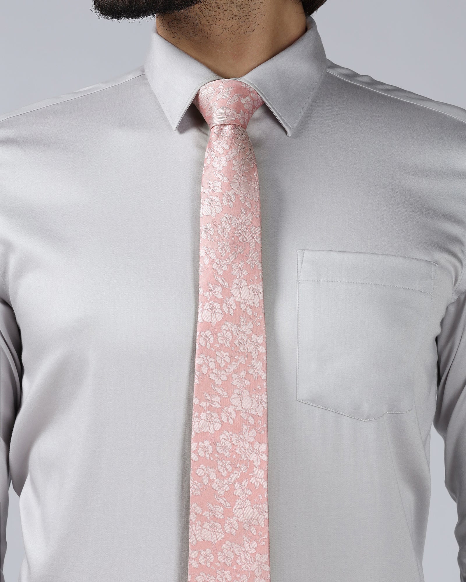Light Pink Silk Printed Tie - Whitmore