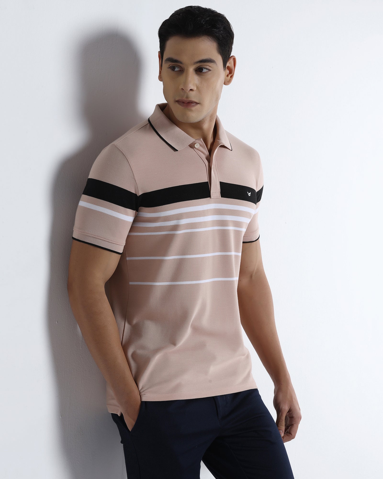Light Pink Stripe Polo - Bandera