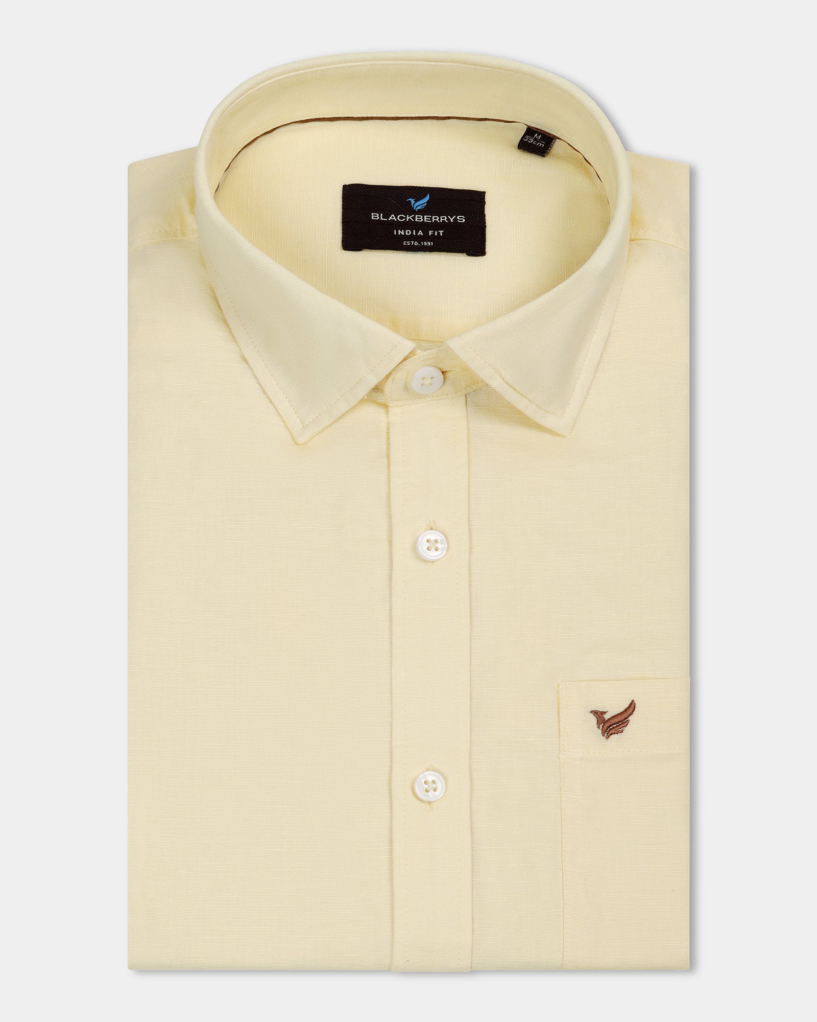 Light Yellow Linen Solid Shirt - Cleo