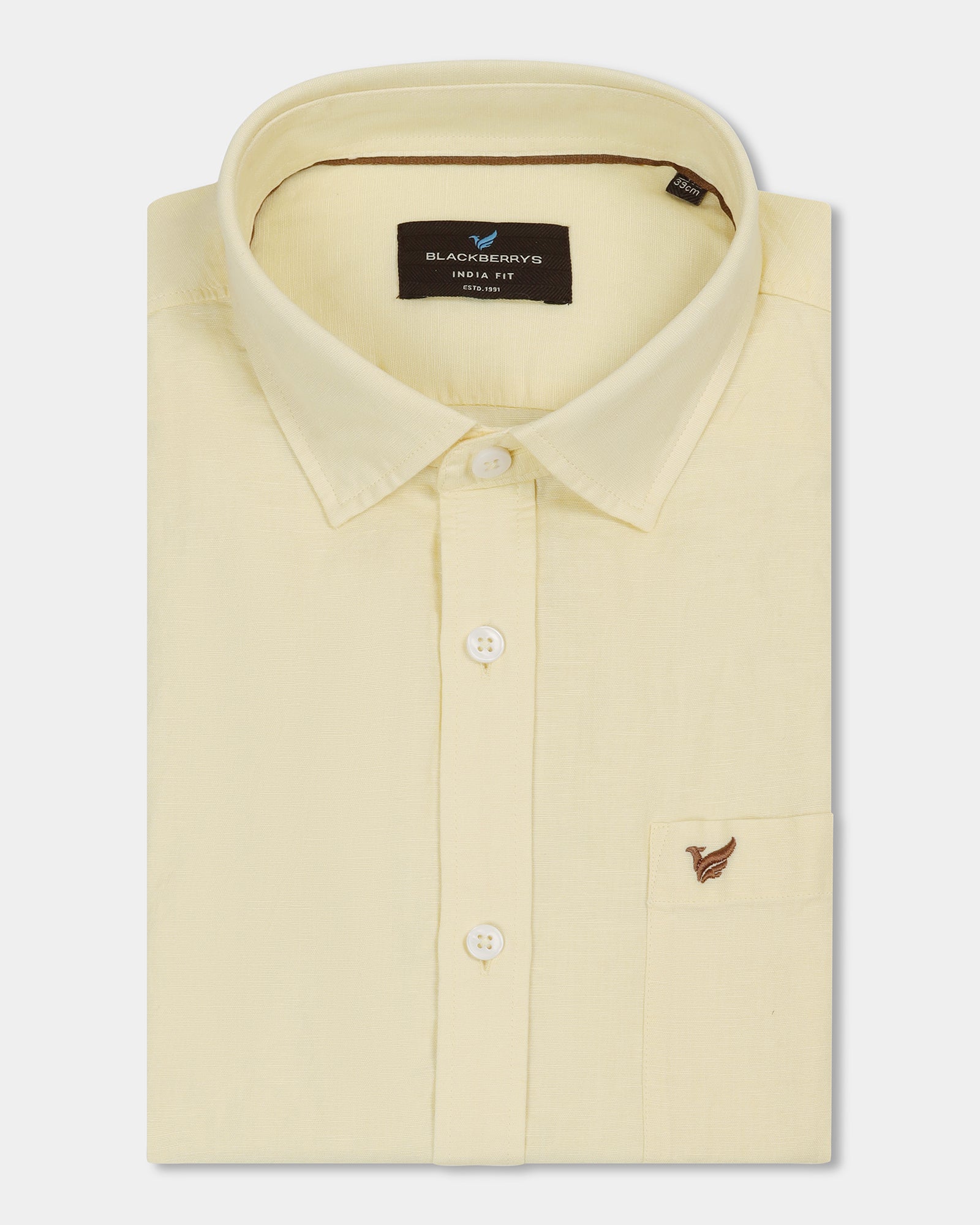 Light Yellow Half Sleeve Linen Solid Shirt - Cleo