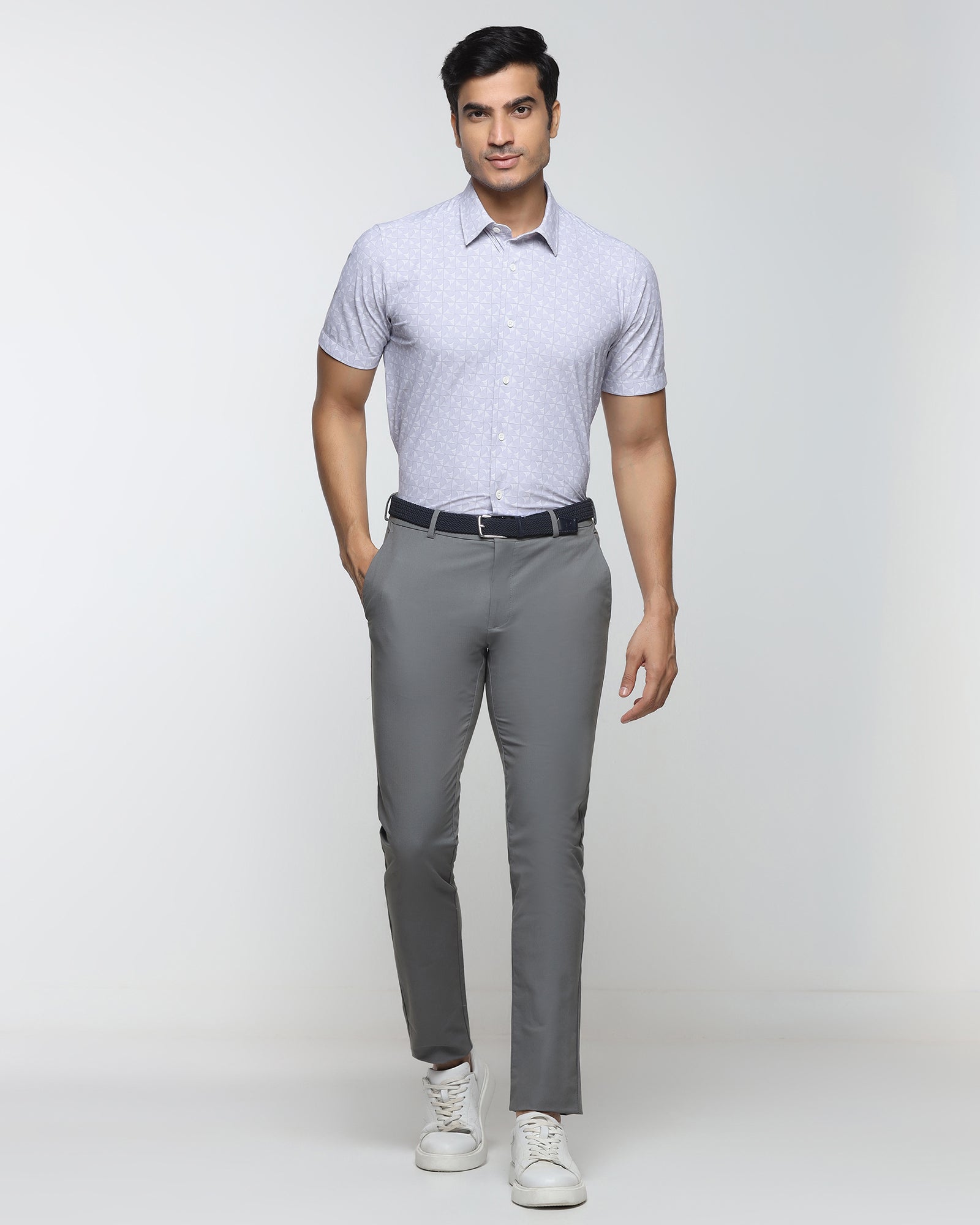 Lilac Half Sleeve TechPro Printed Shirt - Reneos