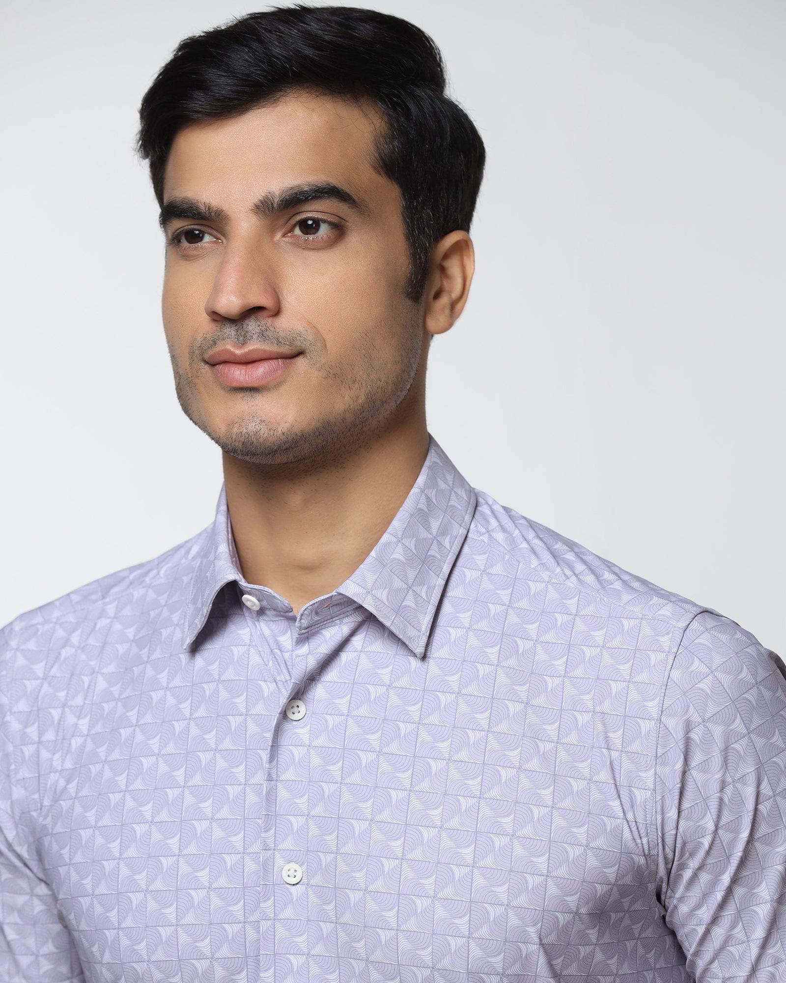 Lilac Half Sleeve TechPro Printed Shirt - Reneos