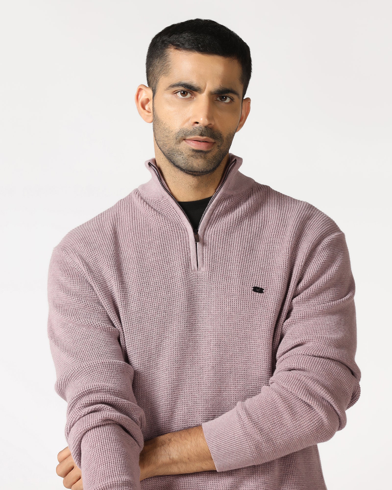 Lilac High Neck Jacquard Sweater - Price