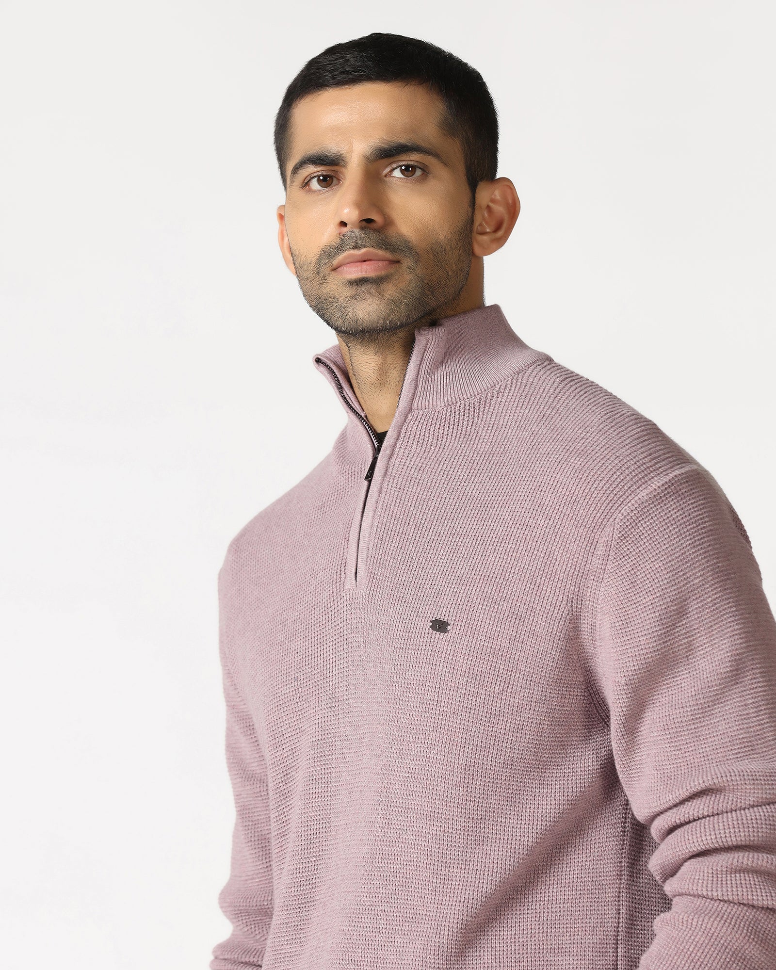 Lilac High Neck Jacquard Sweater - Price