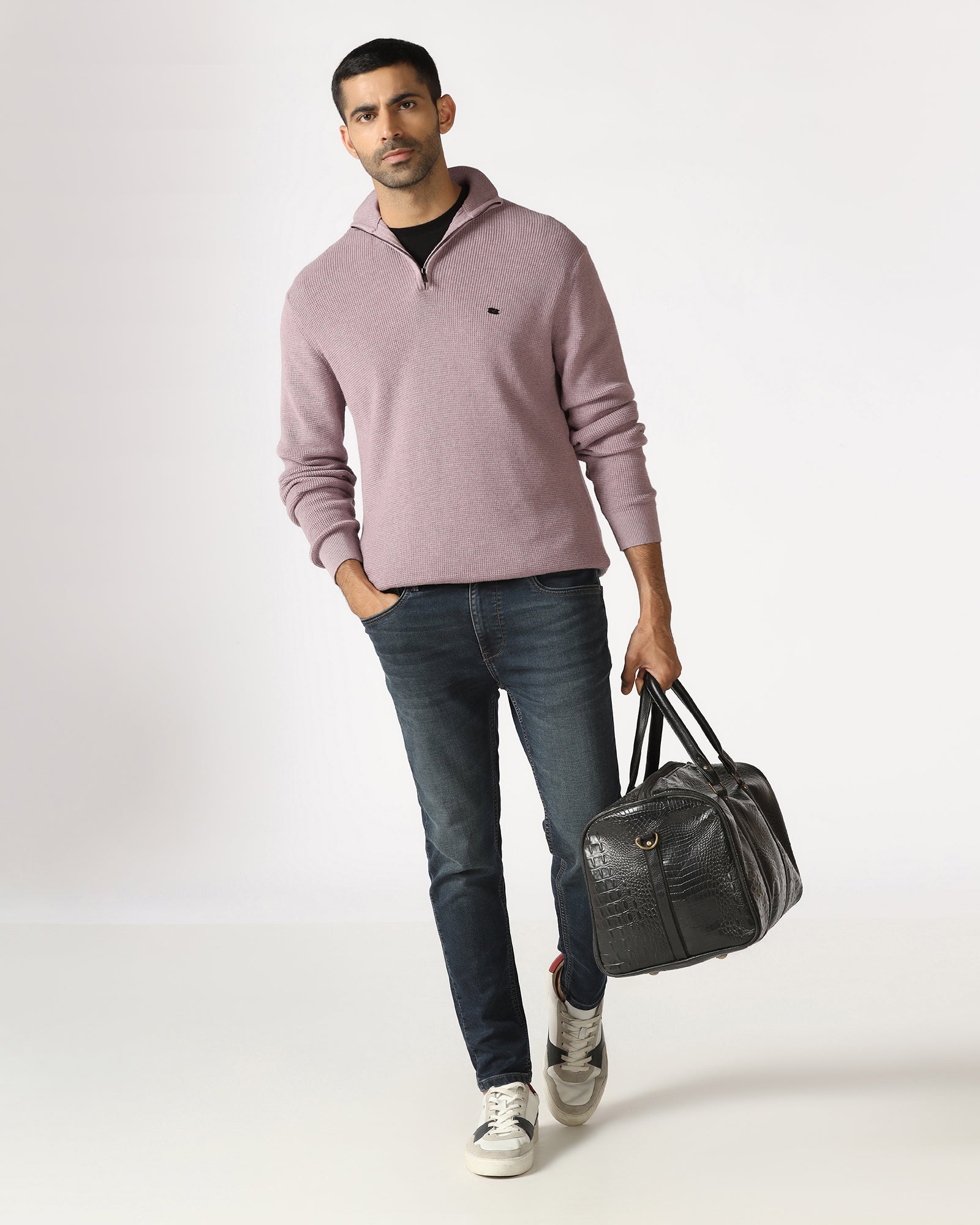 Lilac High Neck Jacquard Sweater - Price