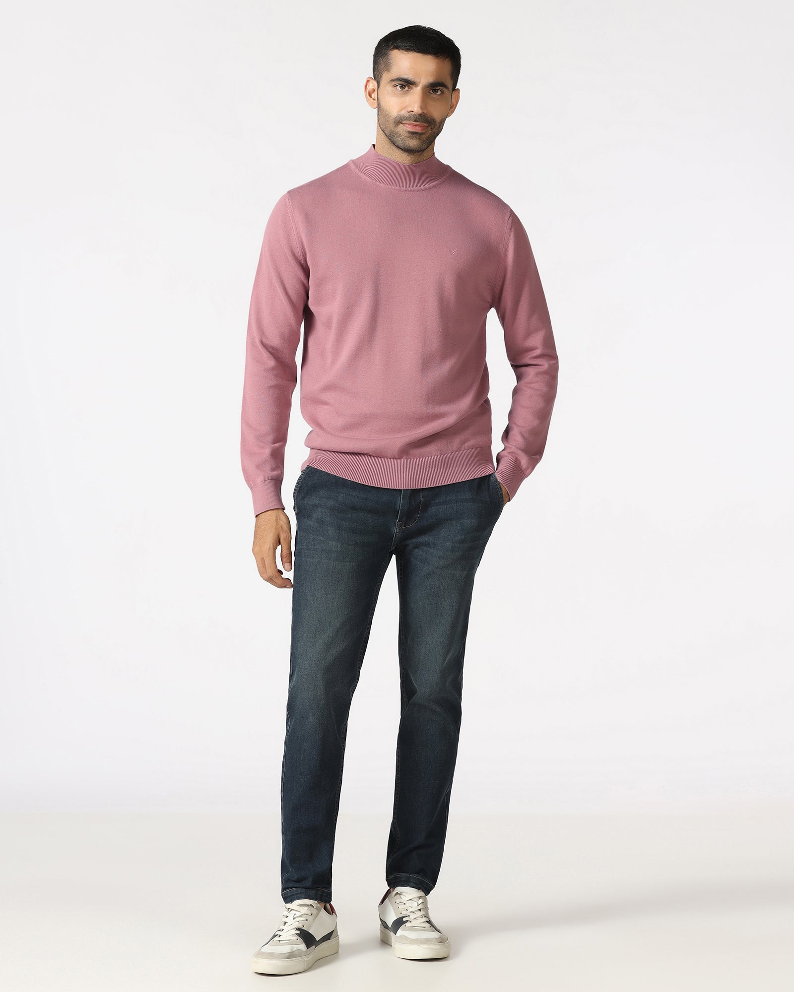 Lilac High Neck Solid Sweatshirt - Papa