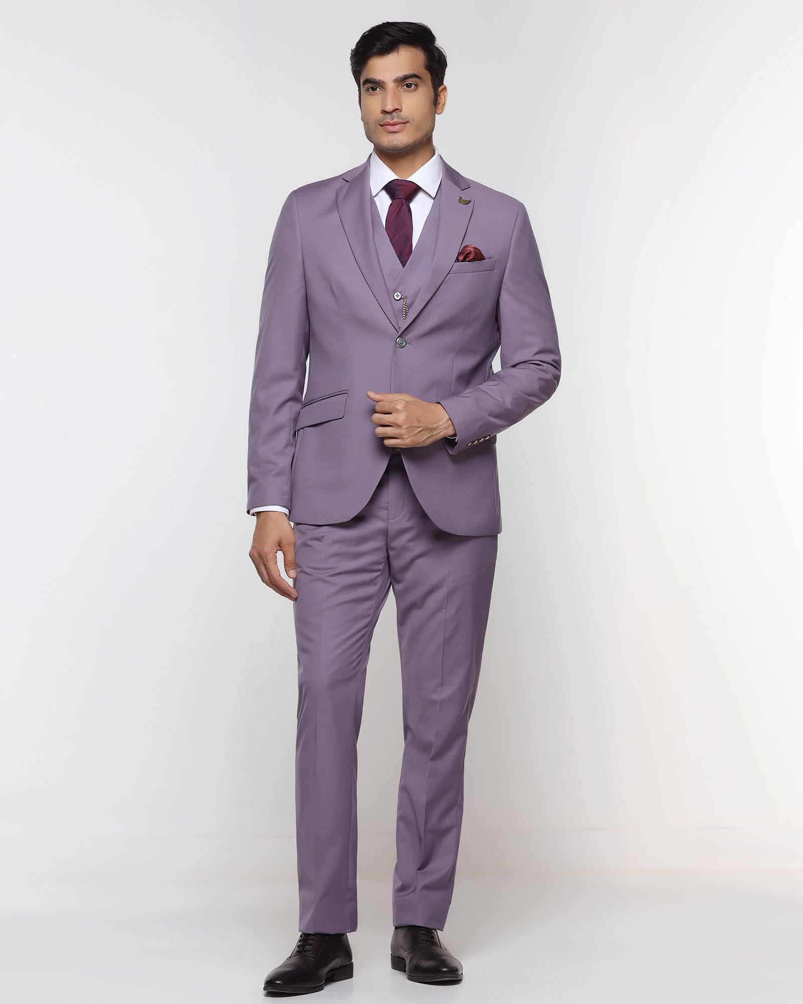 Lilac Three Piece Textured Suit - Desor