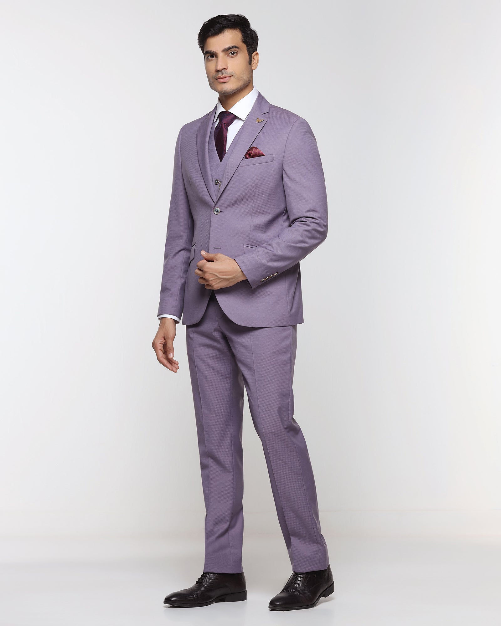 Lilac Three Piece Textured Suit - Desor