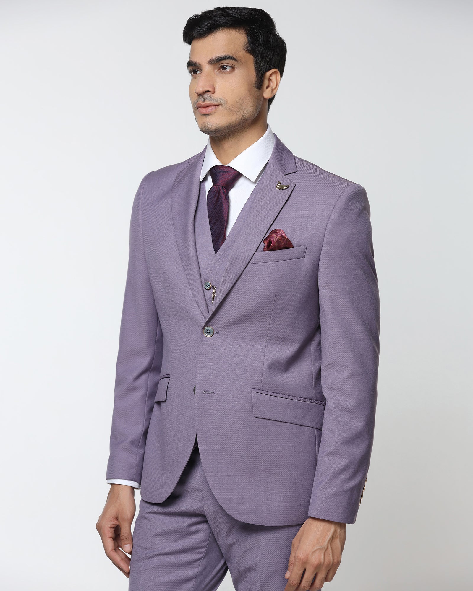 Lilac Three Piece Textured Suit - Desor
