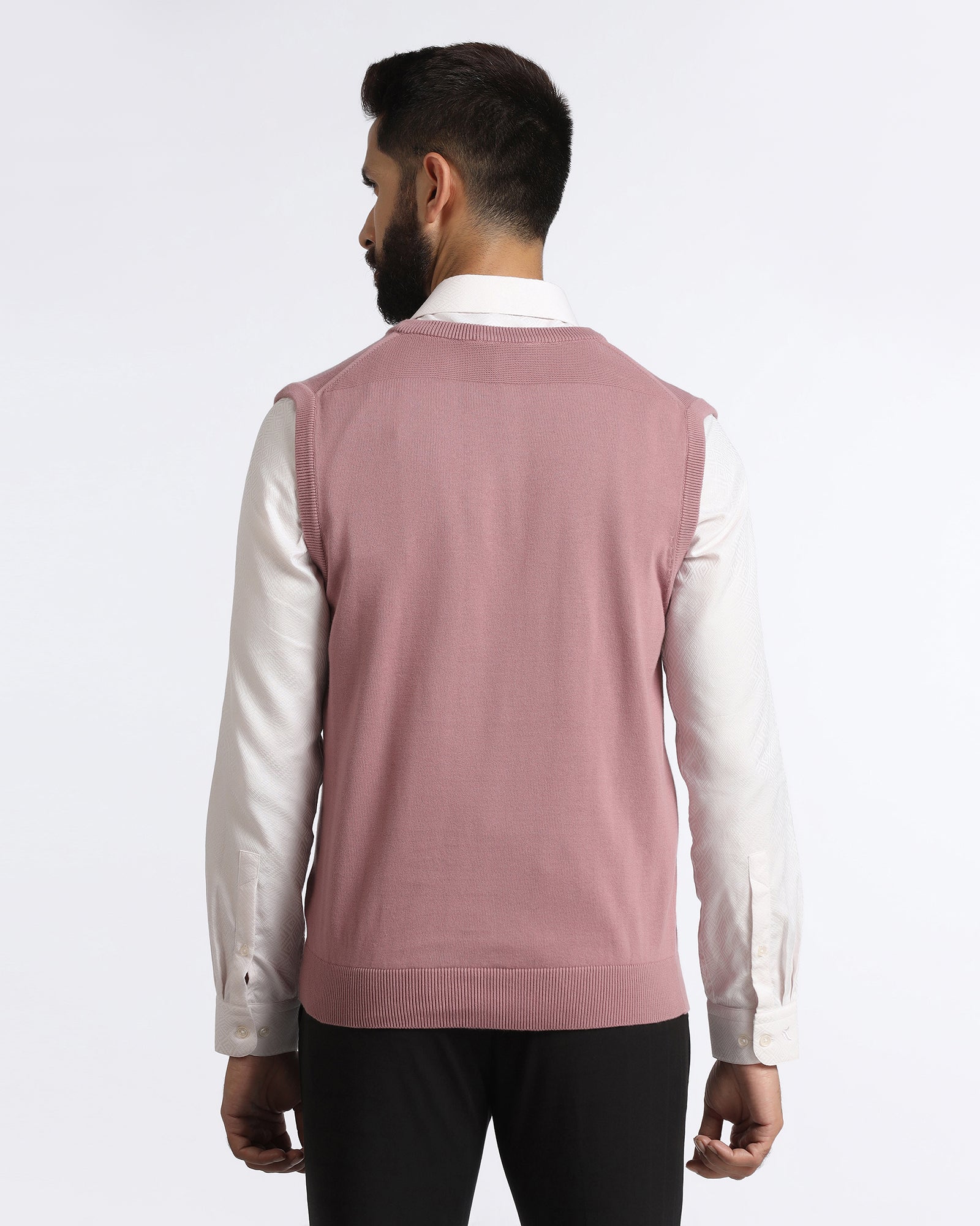 Lilac V-Neck Solid Sweatshirt - Less