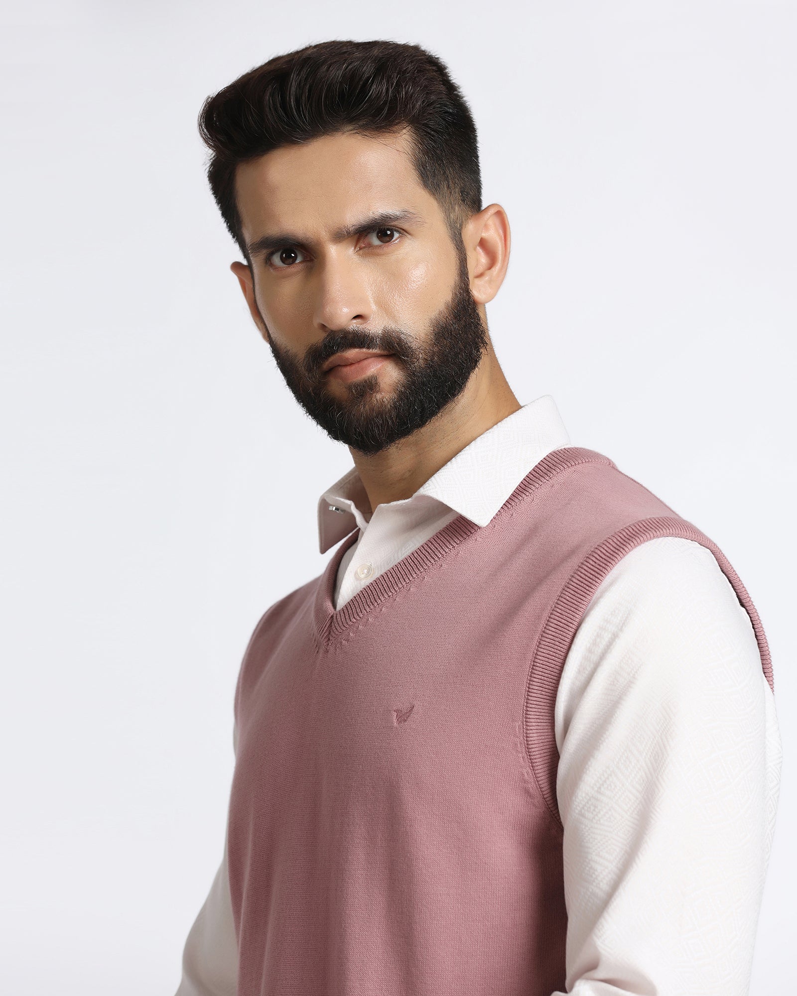 Lilac V-Neck Solid Sweatshirt - Less