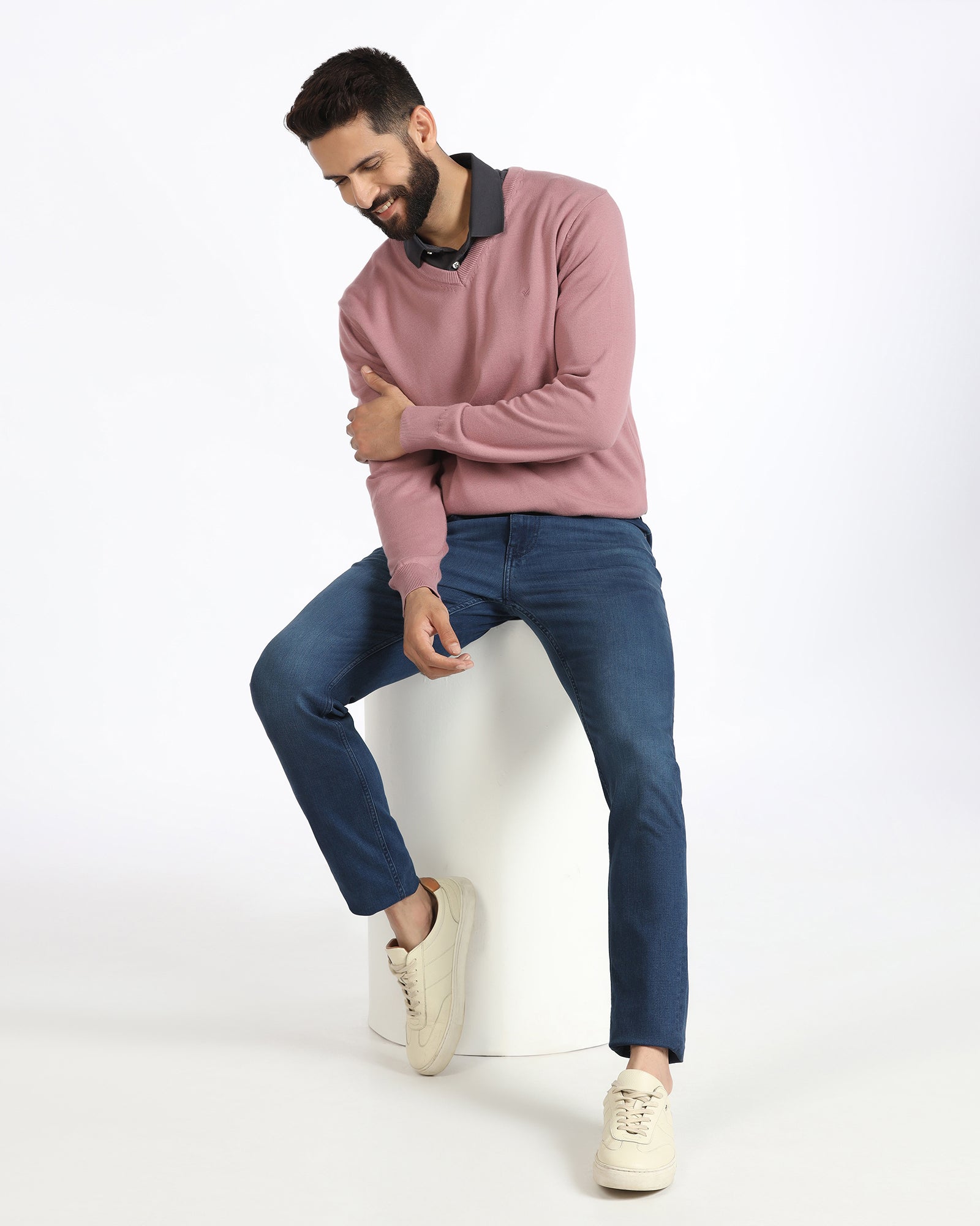 Lilac V-Neck Solid Sweatshirt - Vneckter