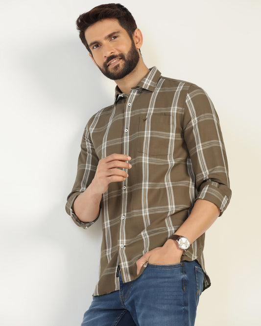 Linen Casual Natural Check Shirt - Yori