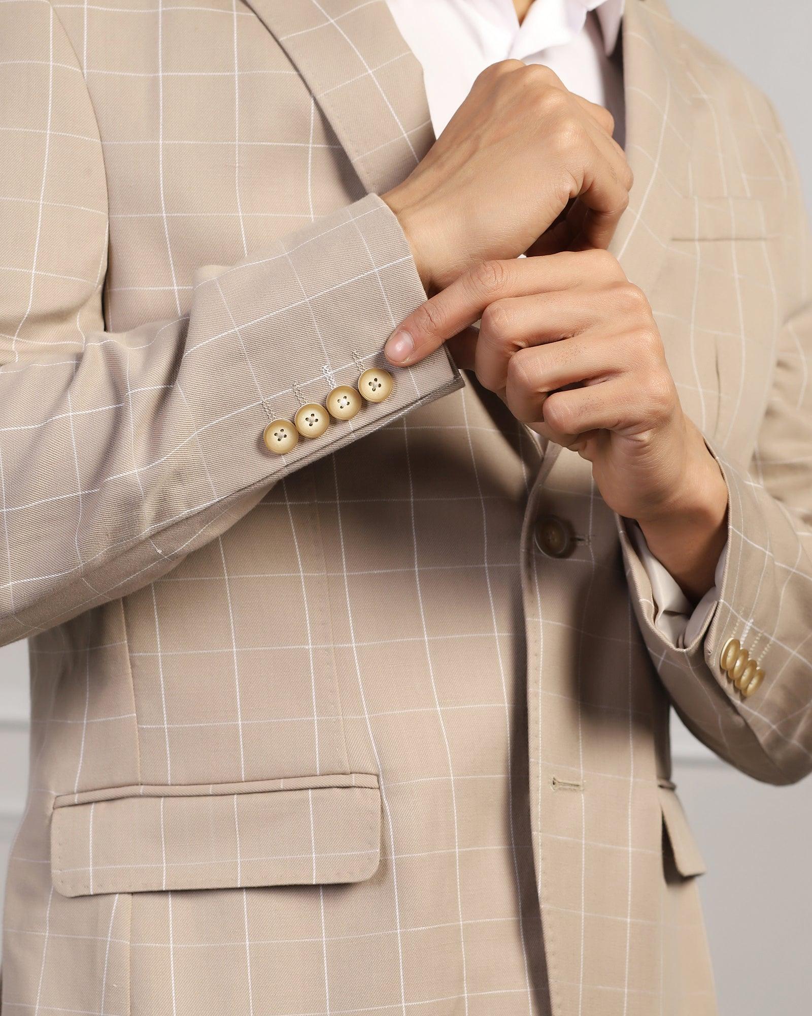 Linen Casual Brown Check Blazer - Timothy - Blackberrys