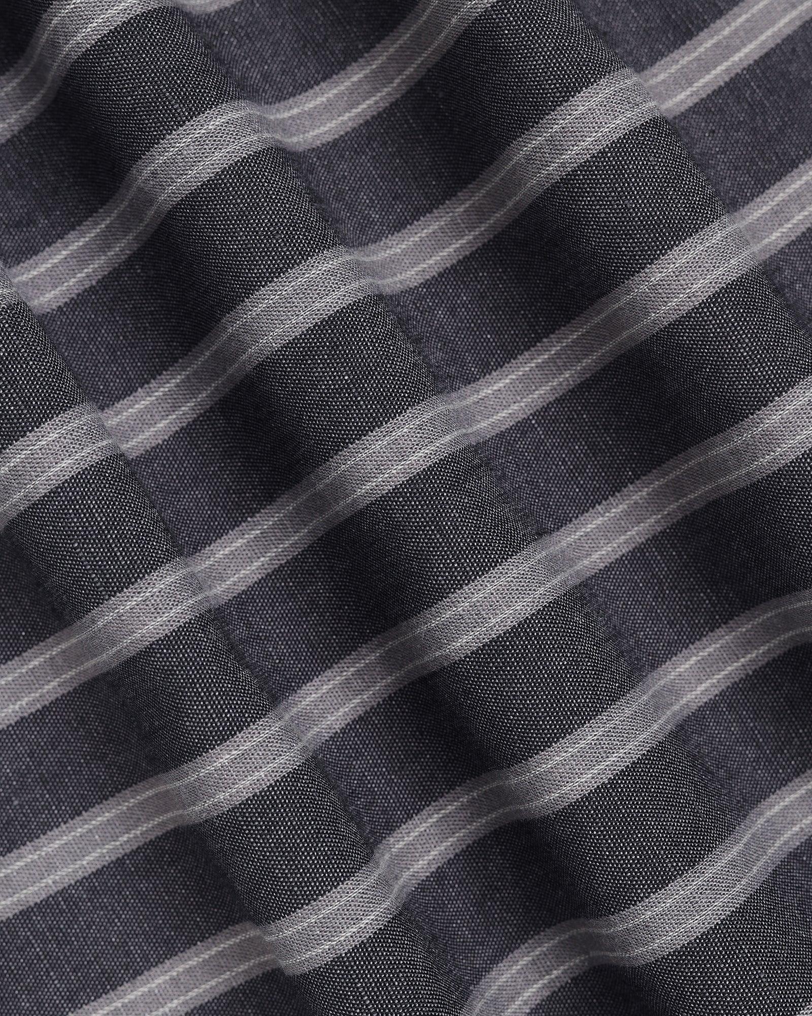 Linen Casual Charcoal Stripe Shirt - Ernest