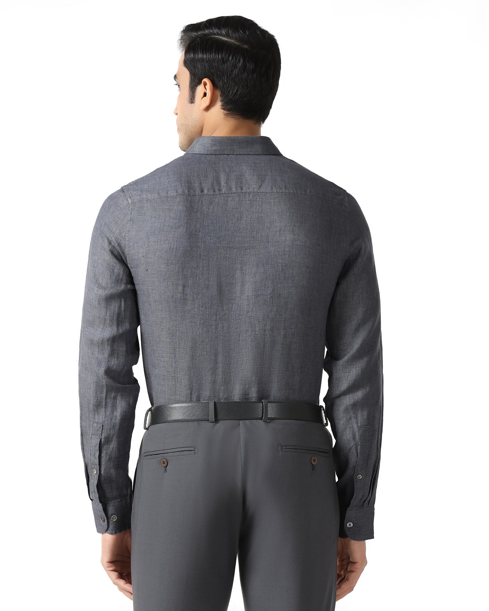 Linen Casual Grey Solid Shirt - Bayek