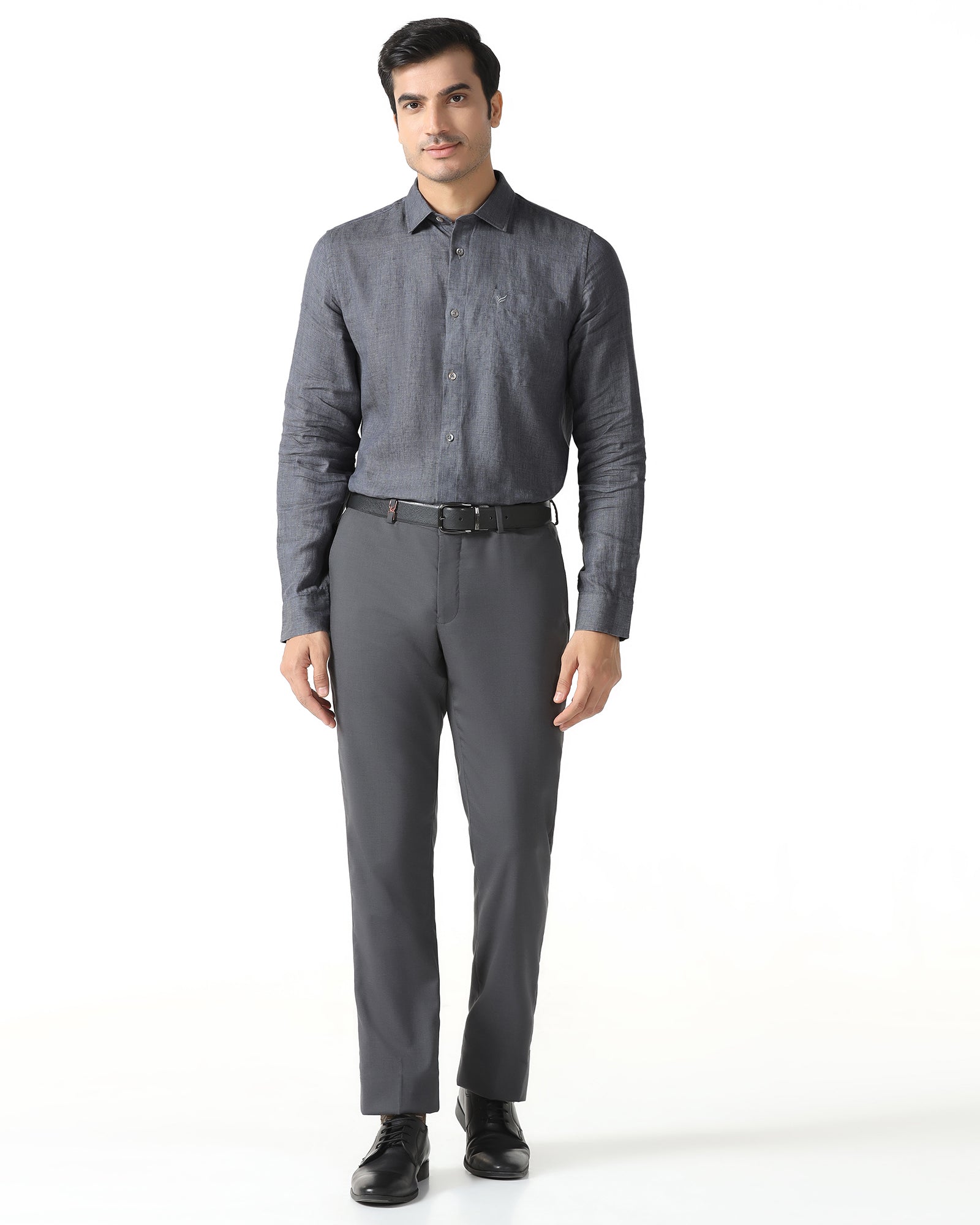 Linen Casual Grey Solid Shirt - Bayek