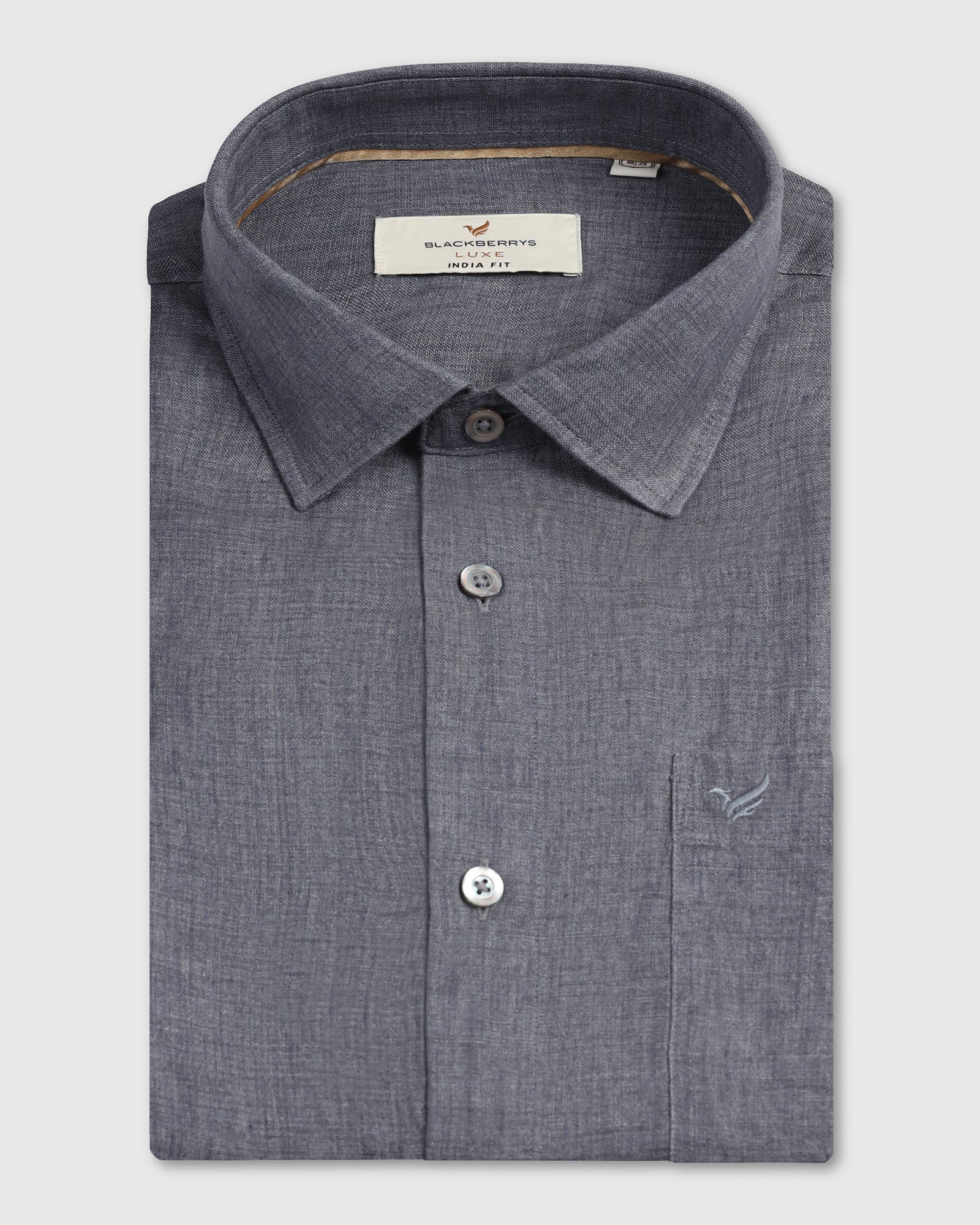 Linen Casual Grey Solid Shirt - Bayek