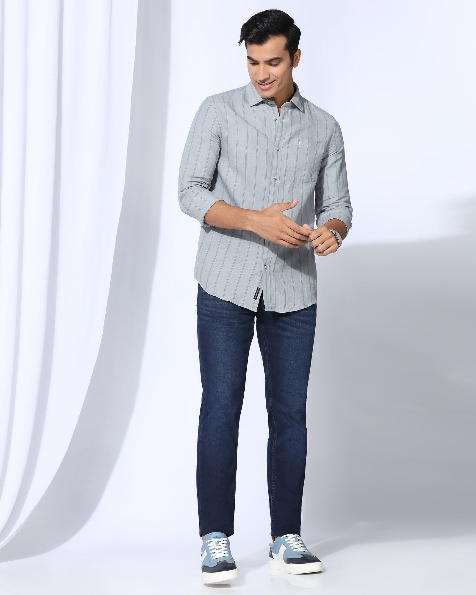 Linen Casual Grey Stripe Shirt - Darcom