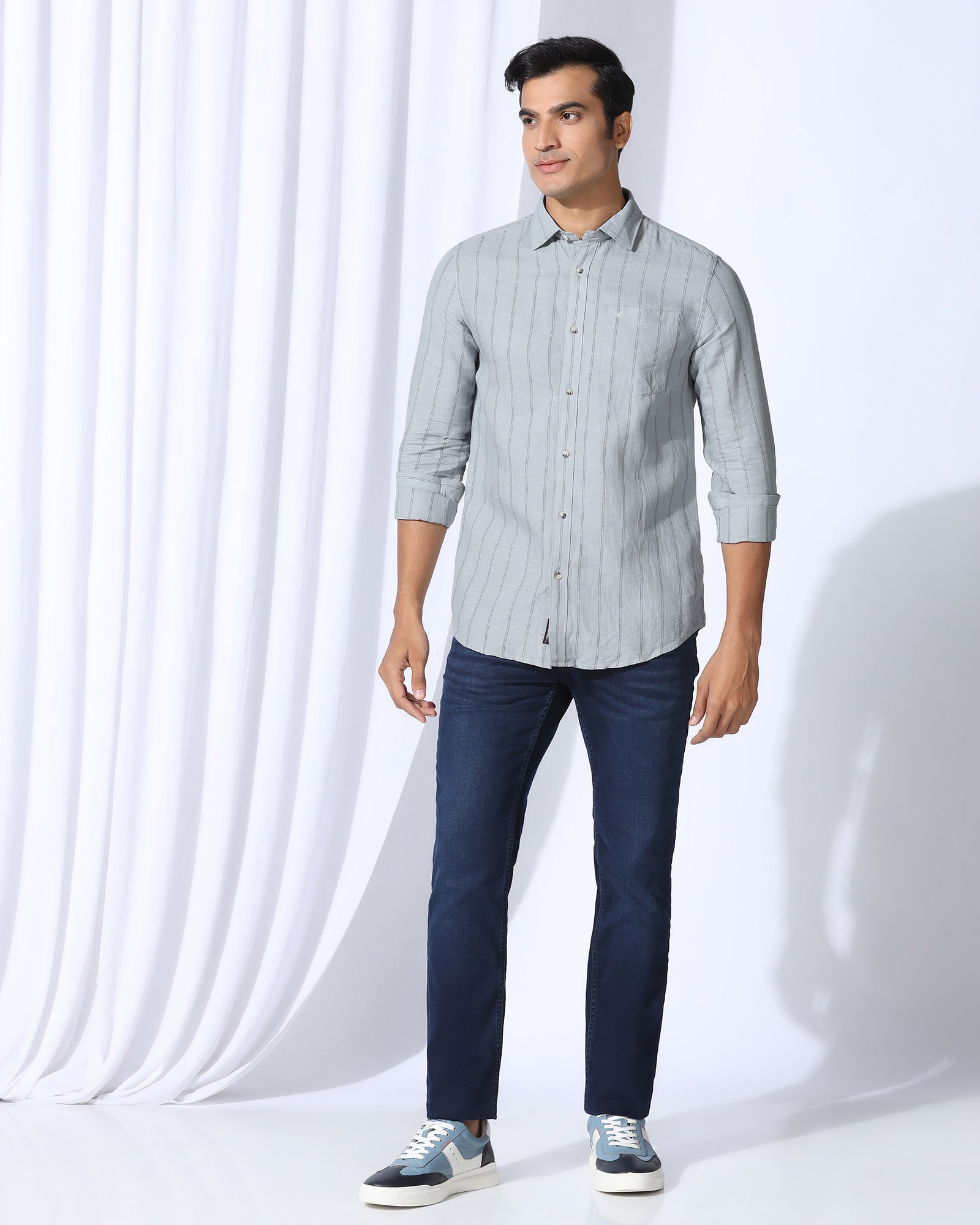 Linen Casual Grey Stripe Shirt - Darcom