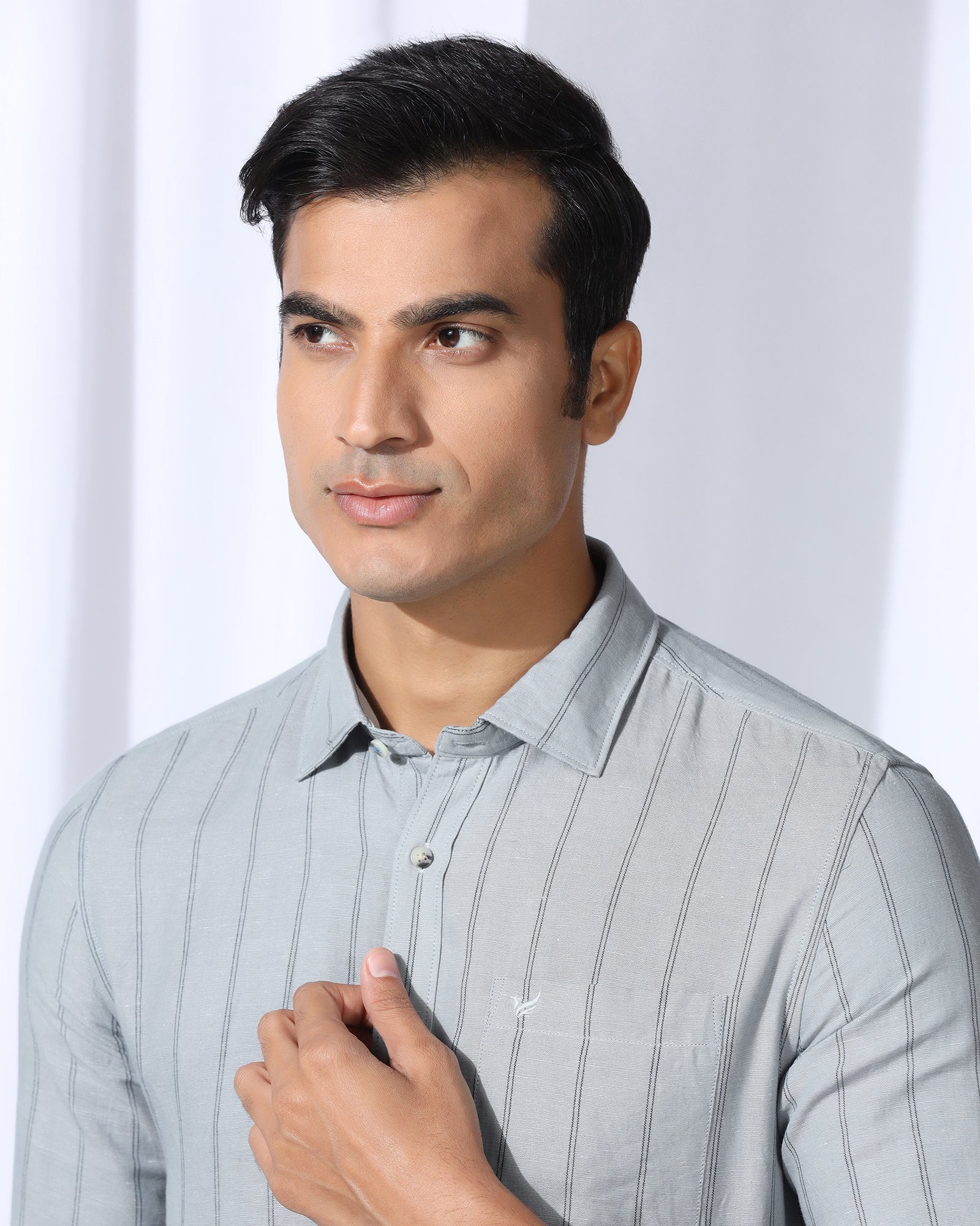 Linen Casual Grey Stripe Shirt - Darcom