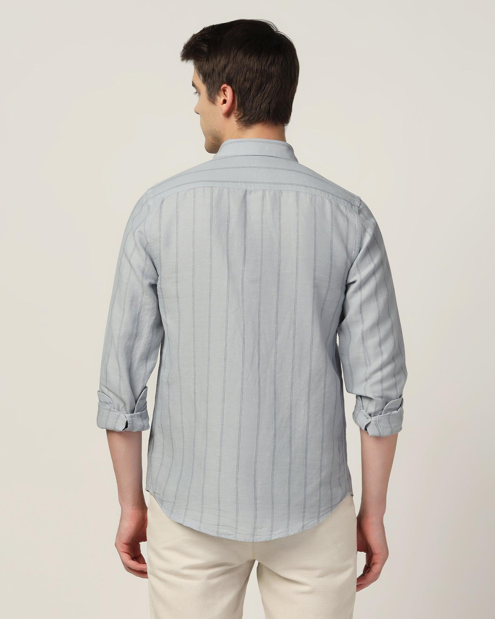 Linen Casual Grey Stripe Shirt - Henry - Blackberrys