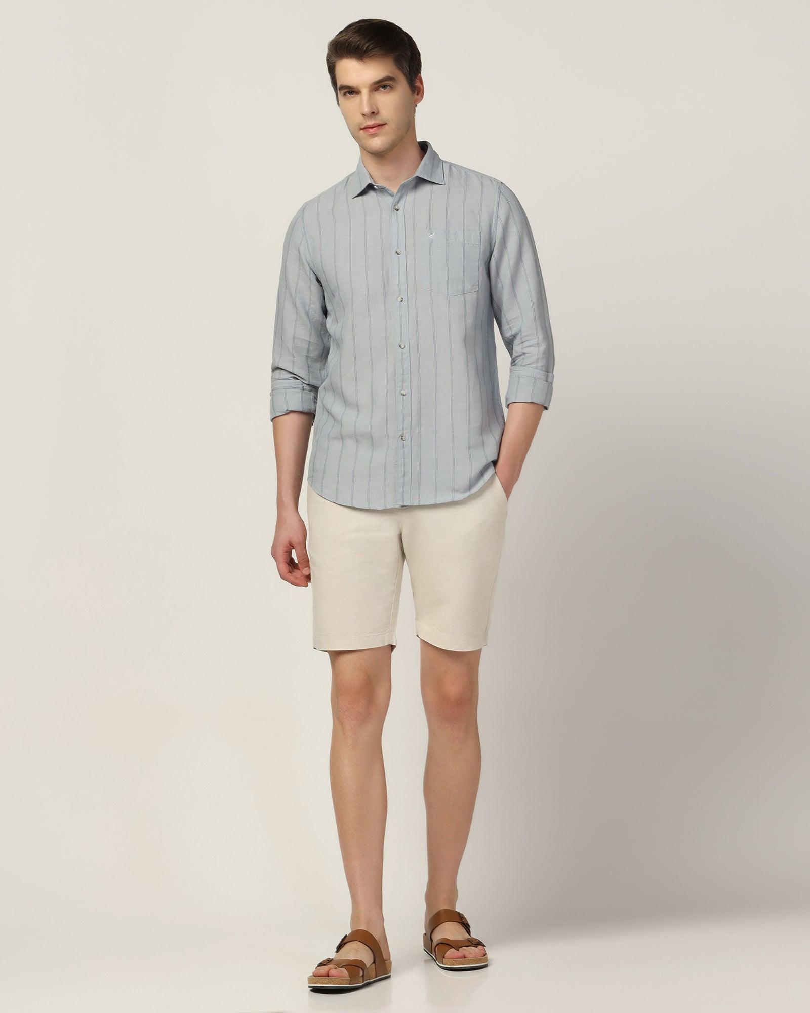 Linen Casual Grey Stripe Shirt - Henry - Blackberrys