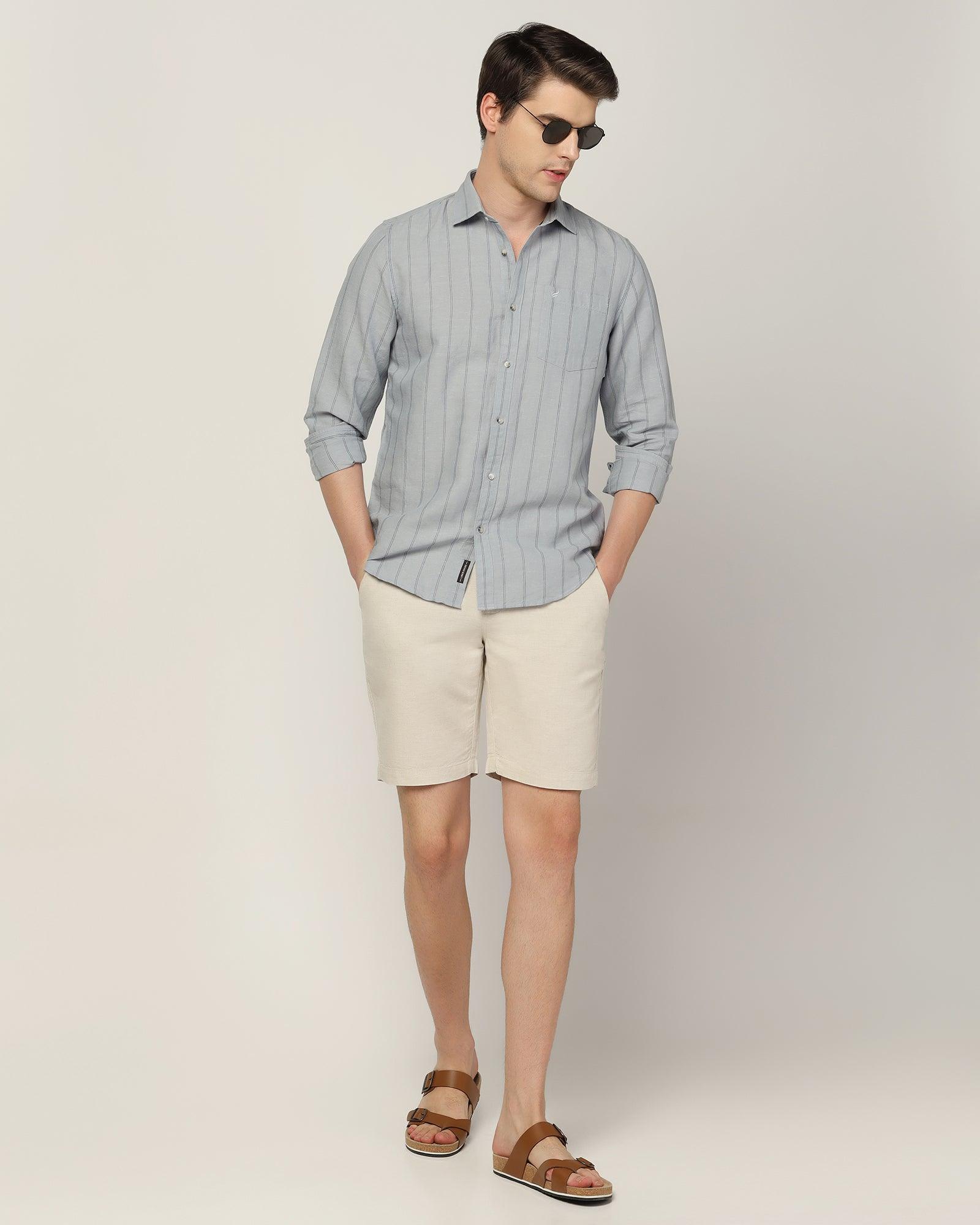 Linen Casual Grey Stripe Shirt - Henry - Blackberrys