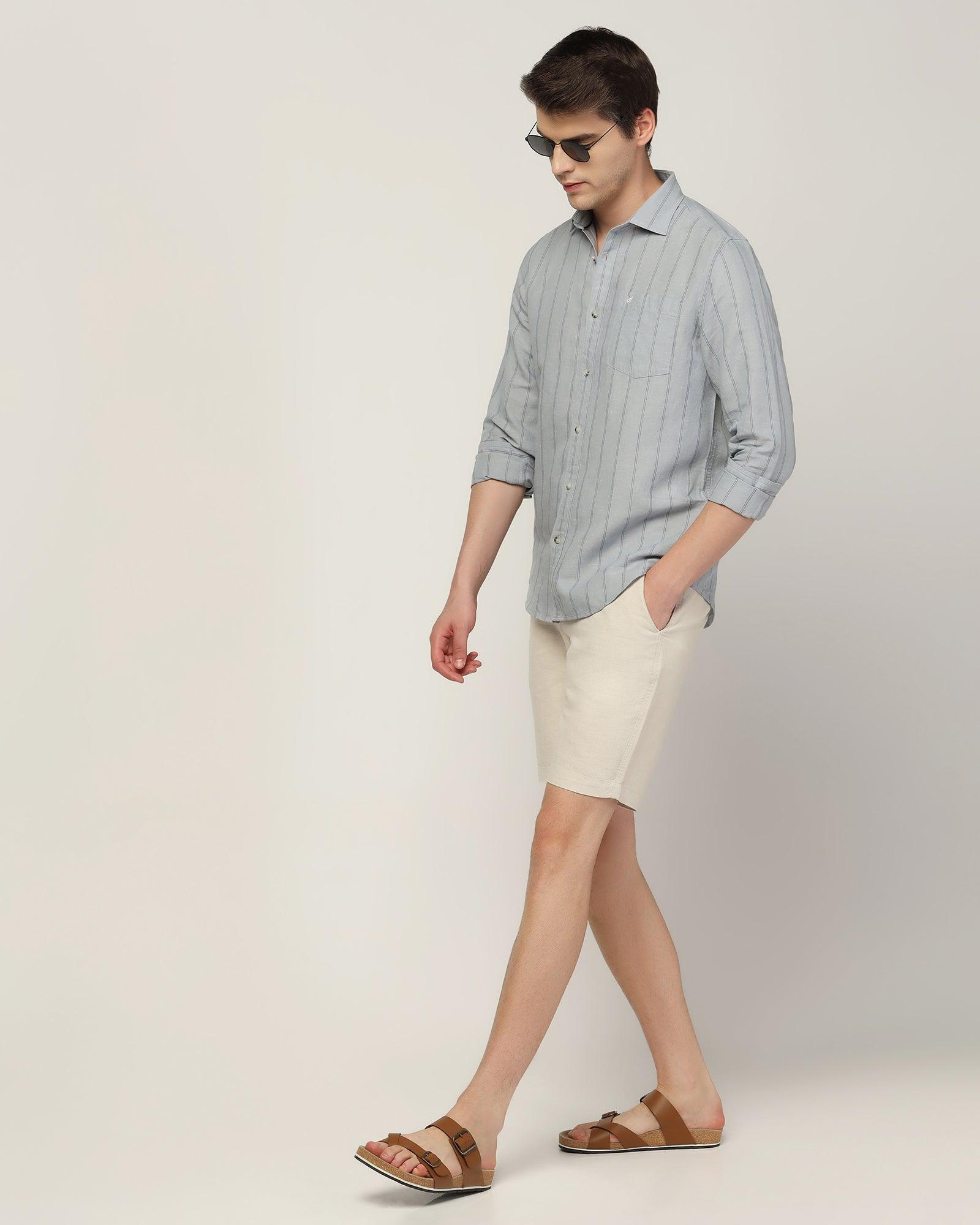 Linen Casual Grey Stripe Shirt - Henry - Blackberrys