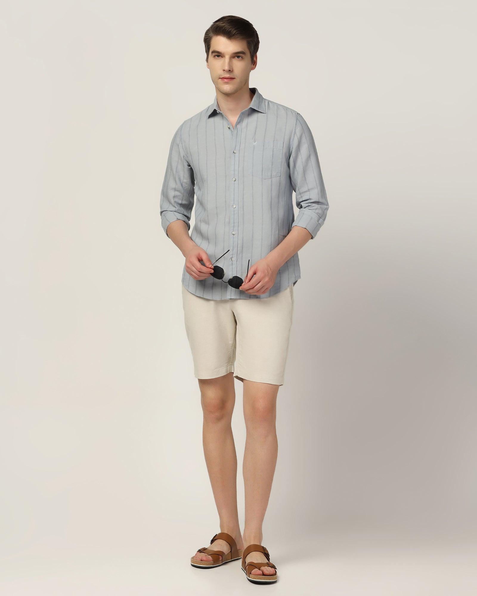 Linen Casual Grey Stripe Shirt - Henry - Blackberrys
