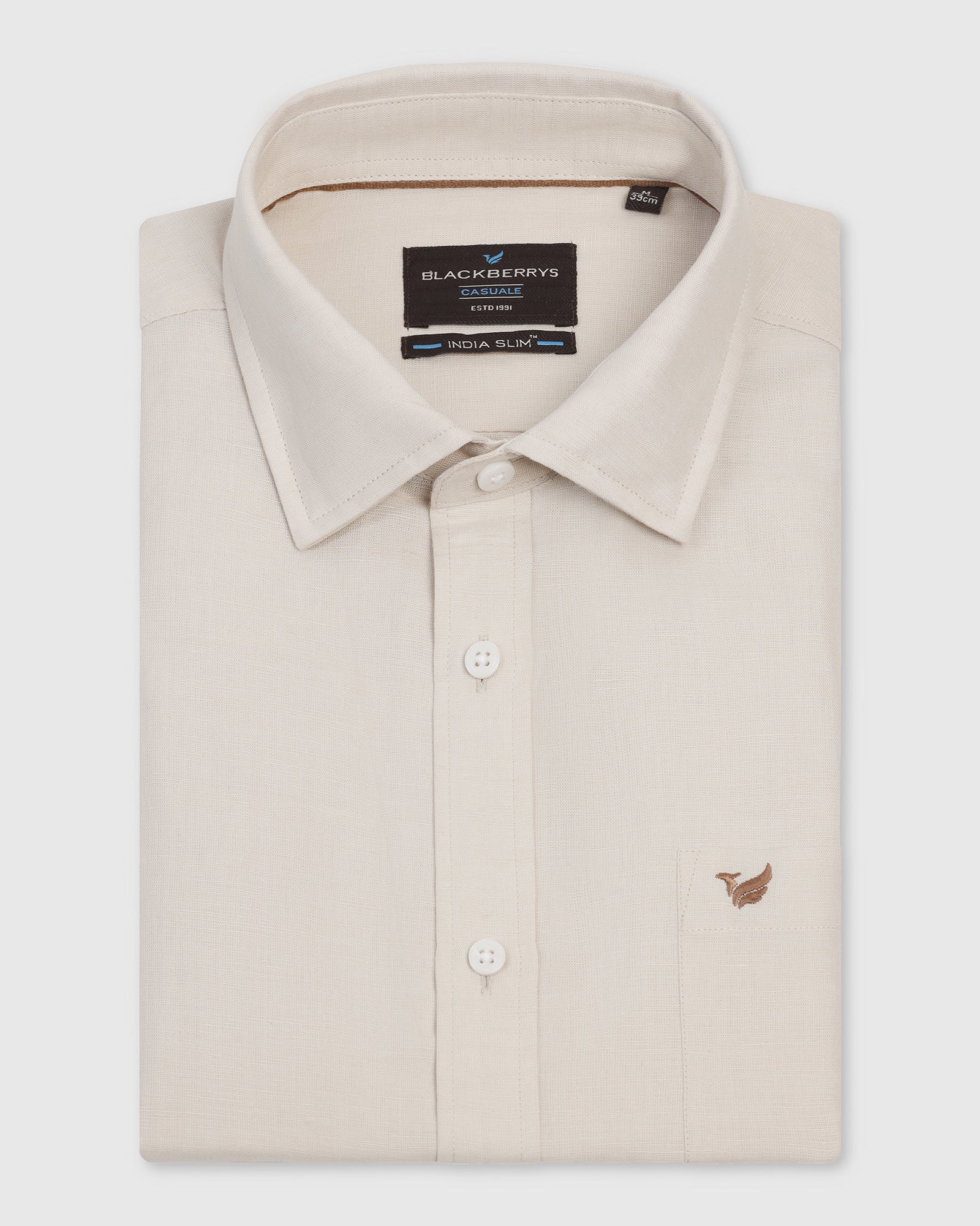 Linen Casual Half Sleeve Natural Solid Shirt - Salmon