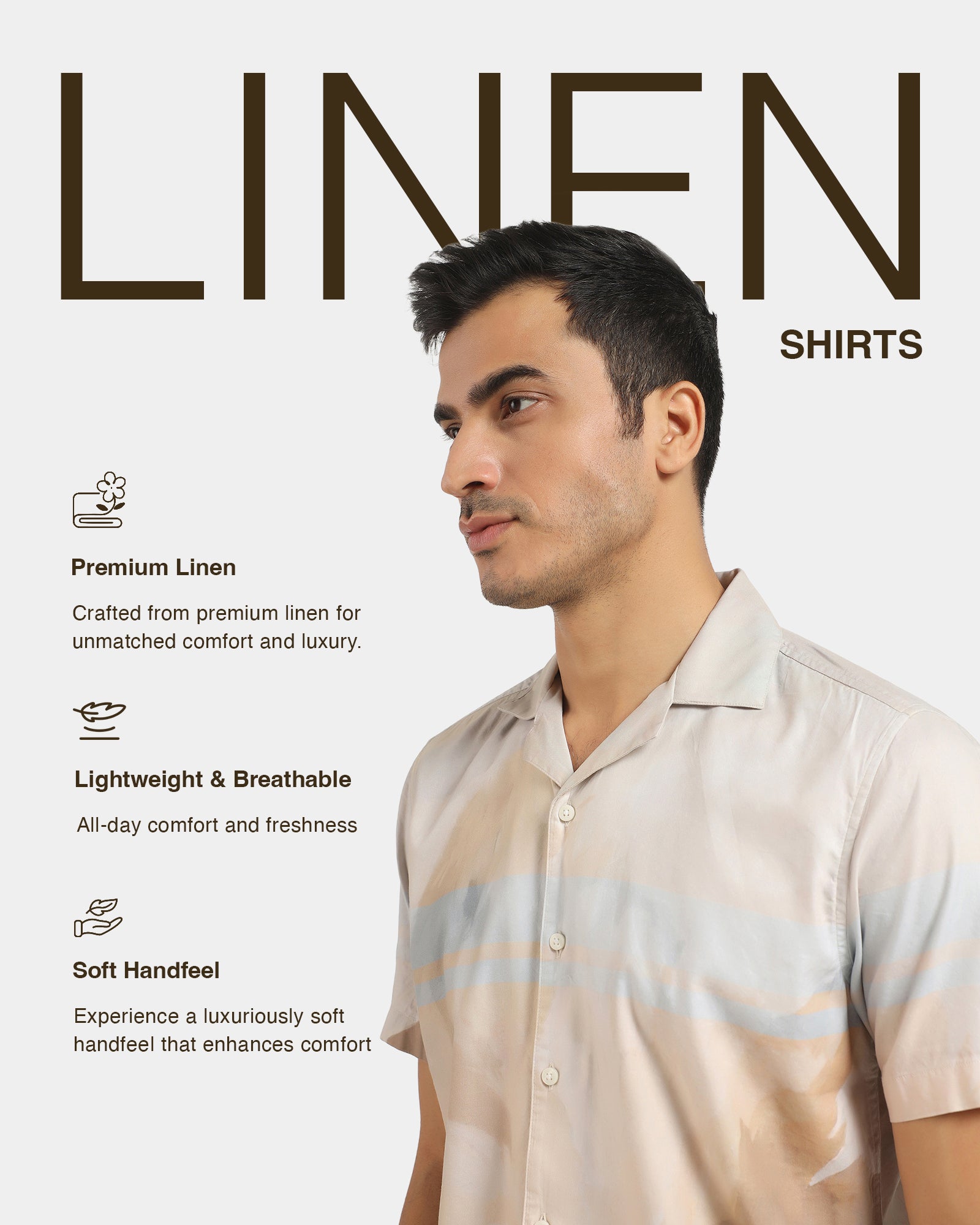 Linen Casual Half Sleeve Ochre Printed Shirt - Avery