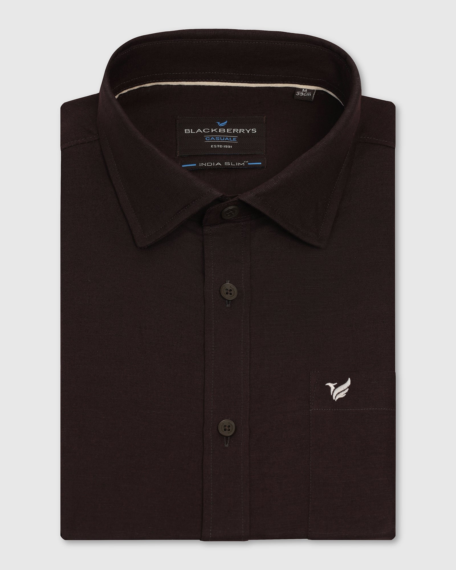 Linen Casual Half Sleeve Tan Solid Shirt - Salmon