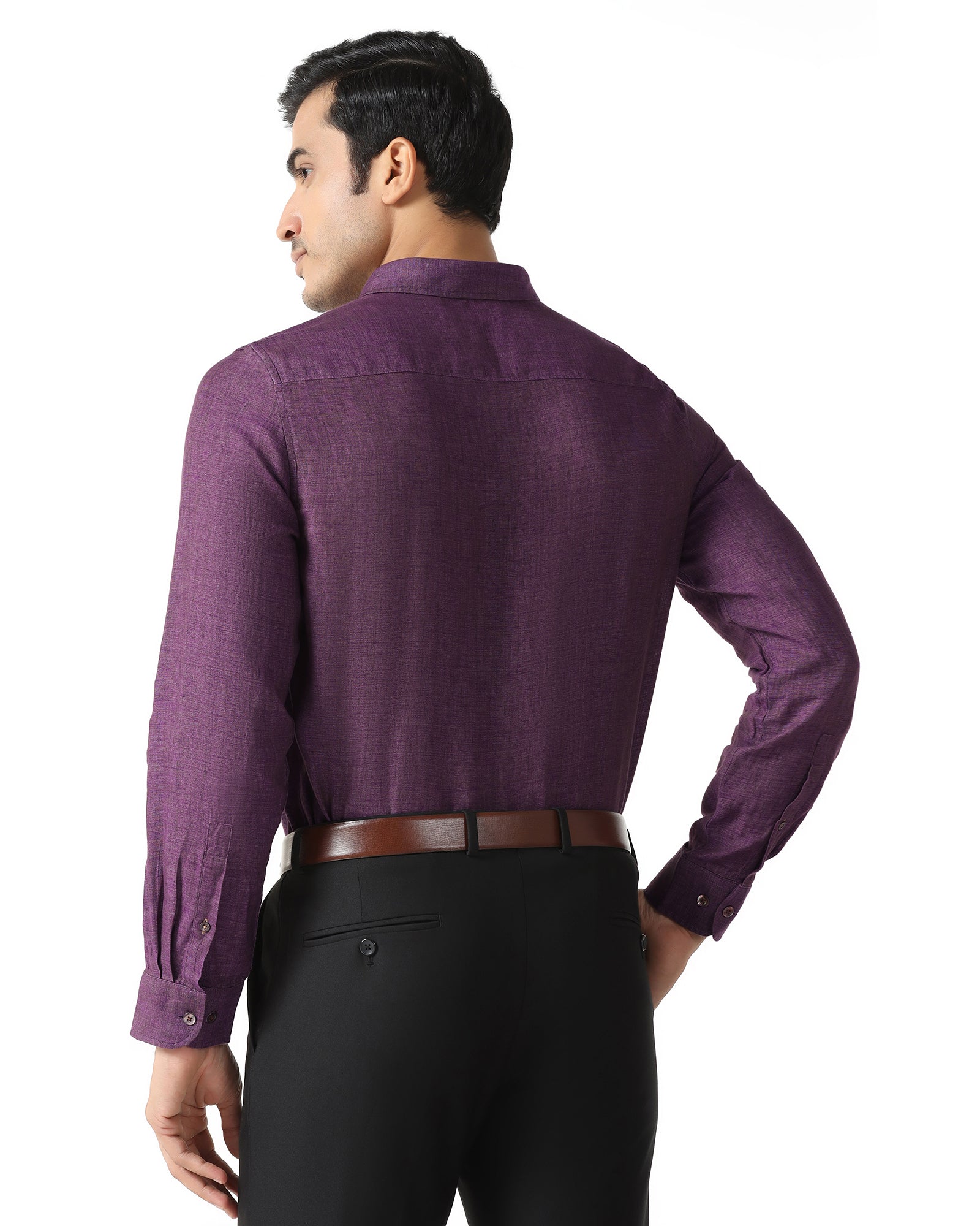 Linen Casual Lavender Solid Shirt - Bayek