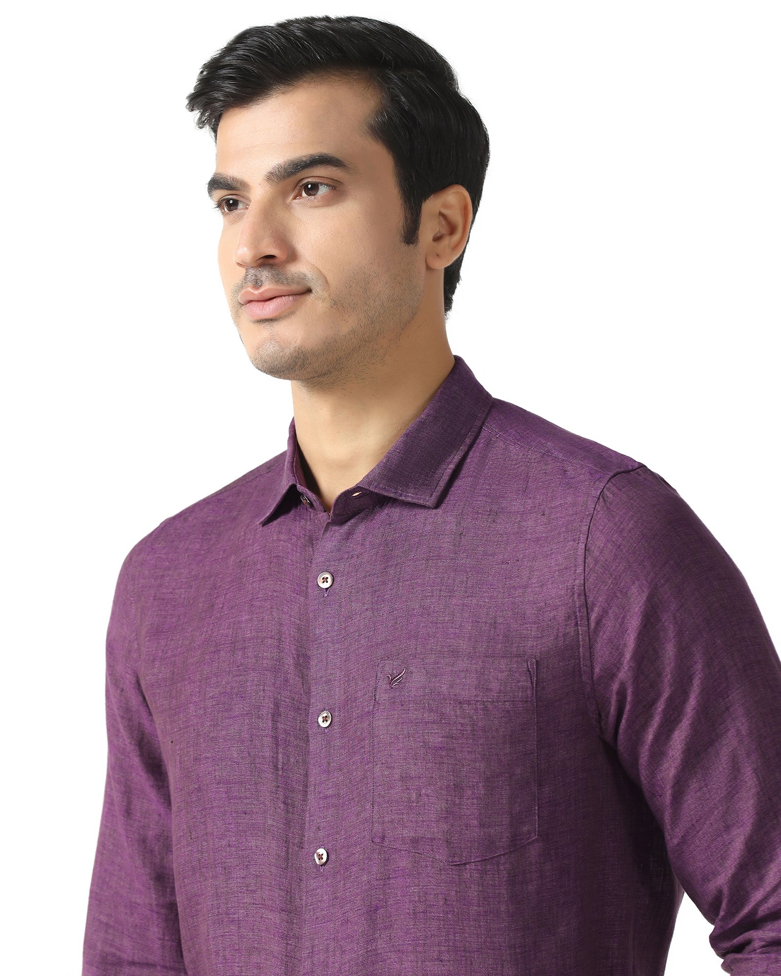 Linen Casual Lavender Solid Shirt - Bayek