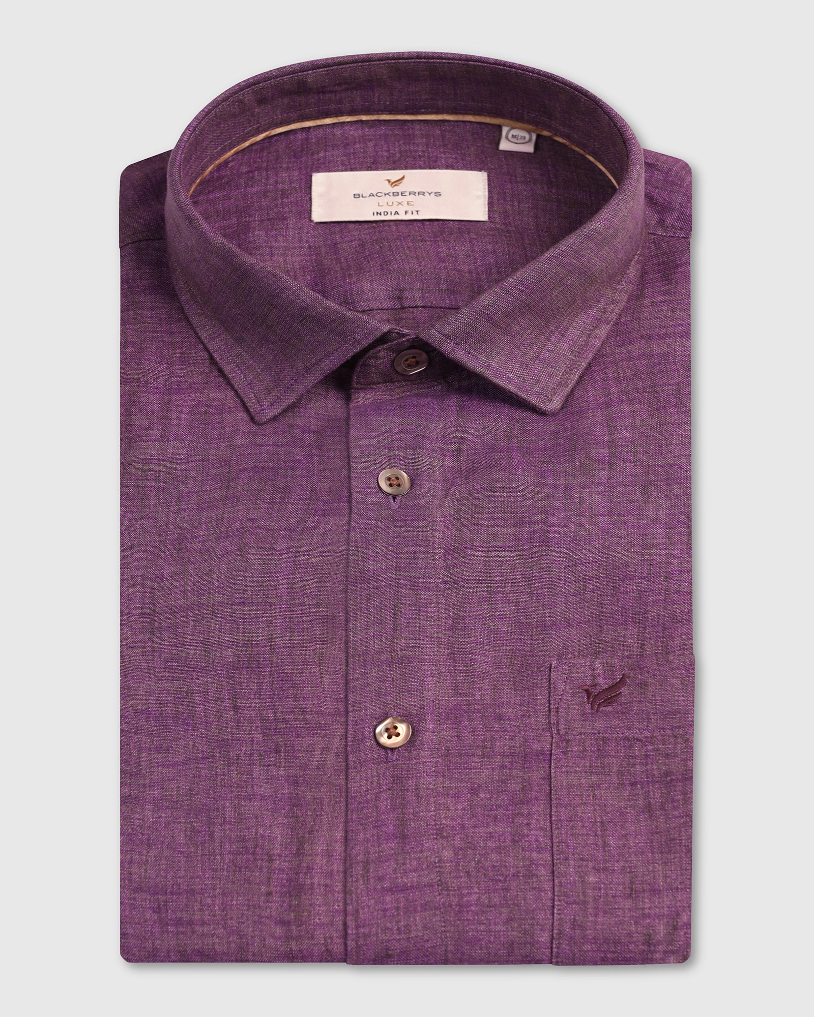 Linen Casual Lavender Solid Shirt - Bayek