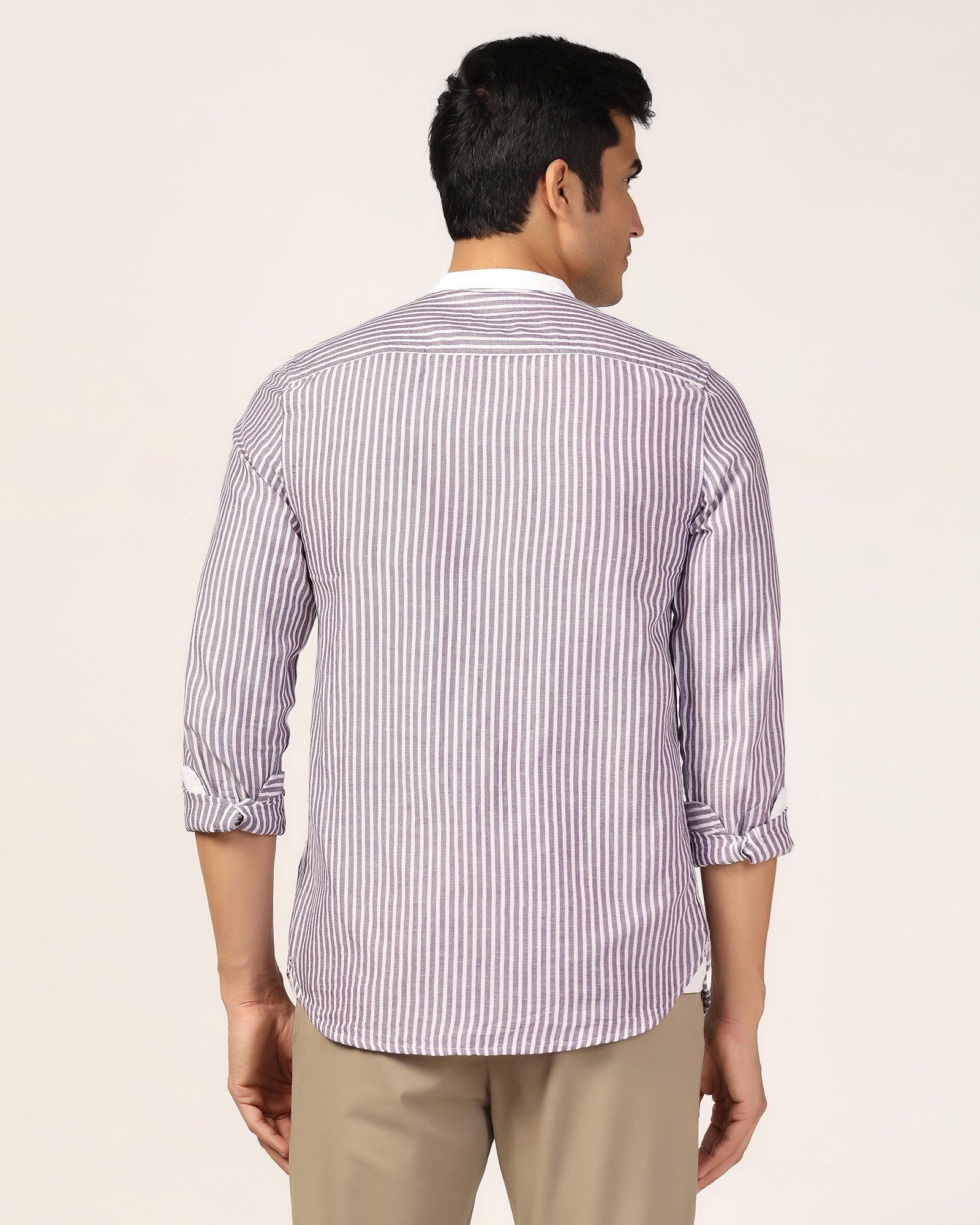 Linen Casual Lavender Stripe Shirt - Fiji - Blackberrys