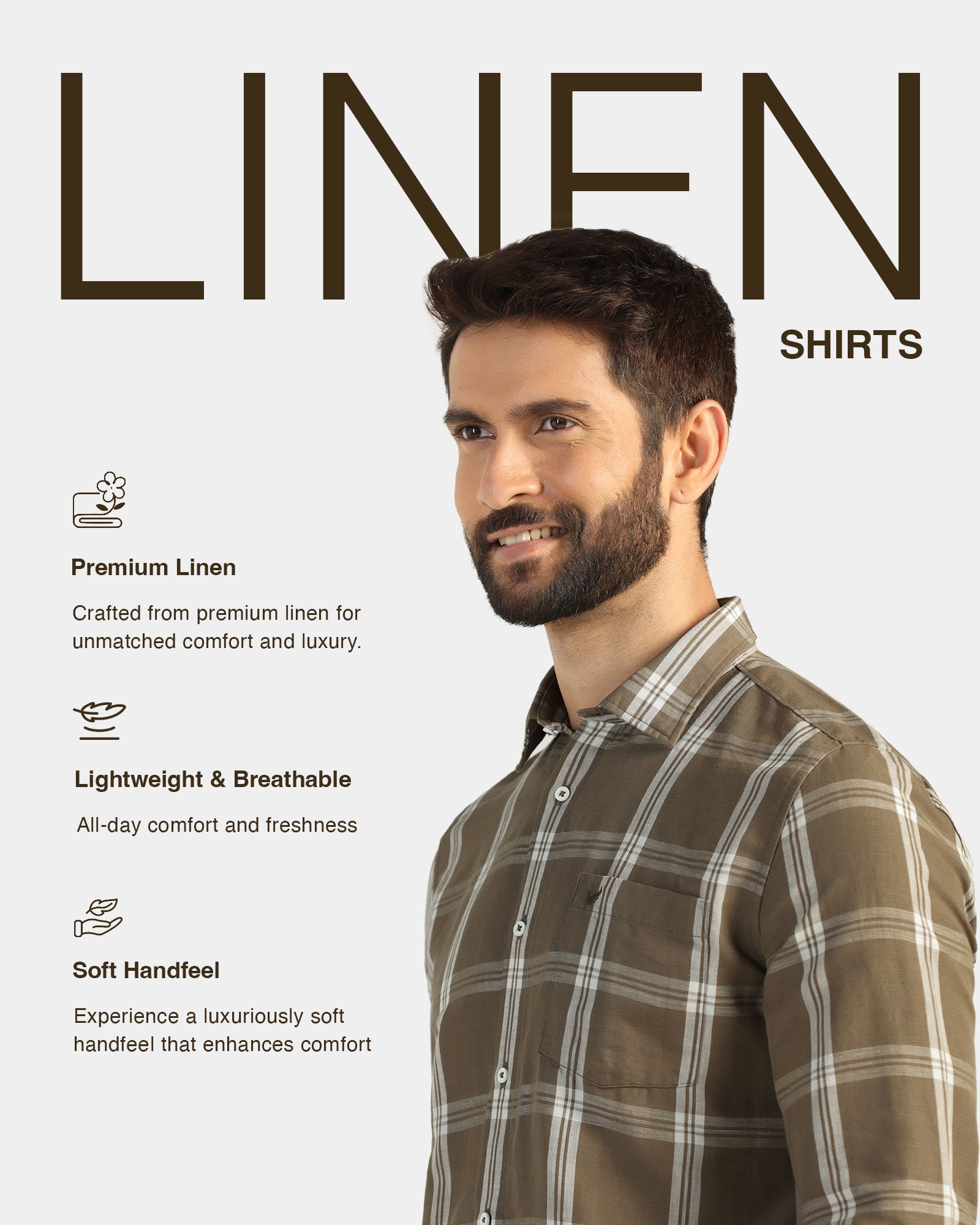 Linen Casual Natural Check Shirt - Yori
