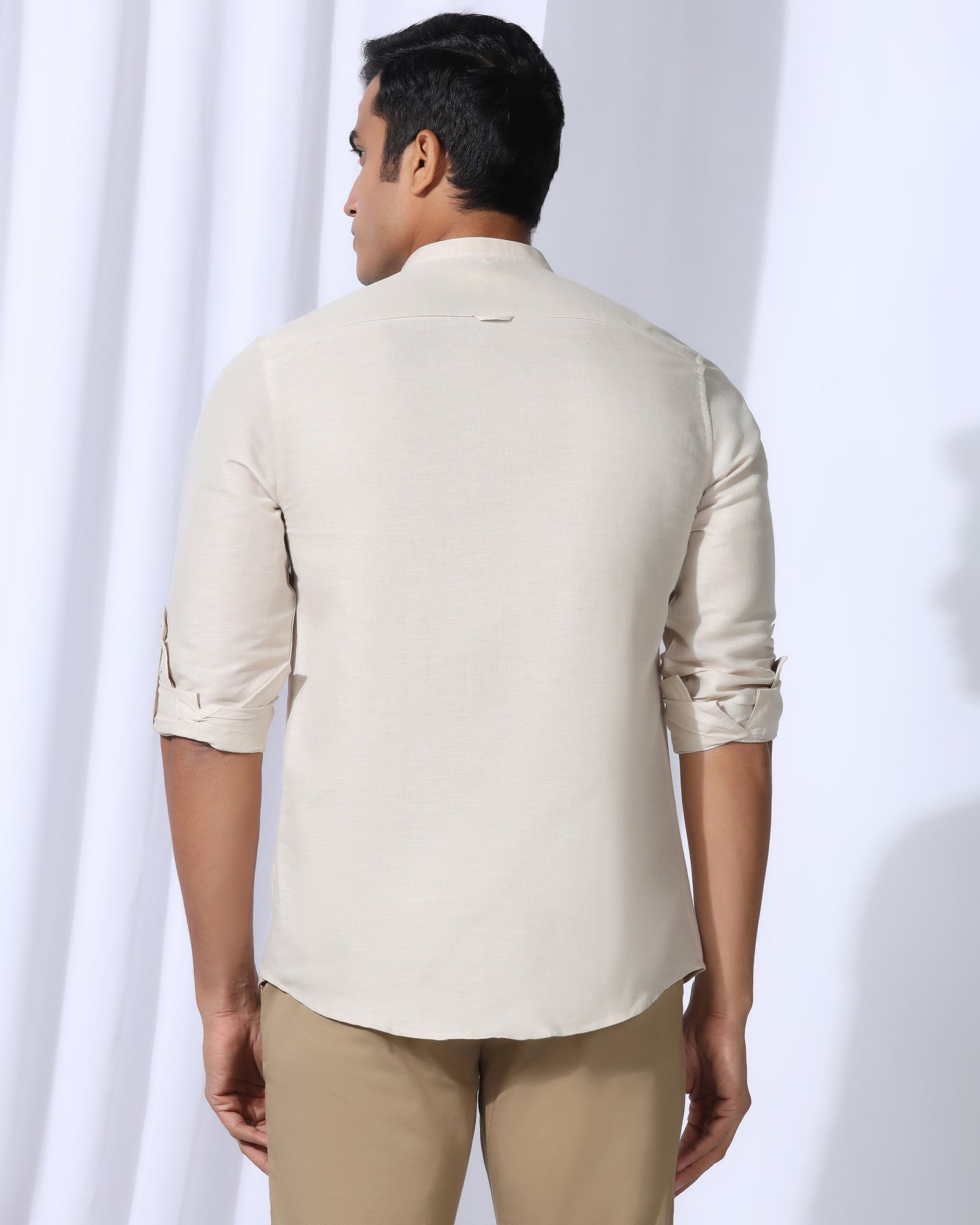 Linen Casual Natural Solid Shirt - Salmon