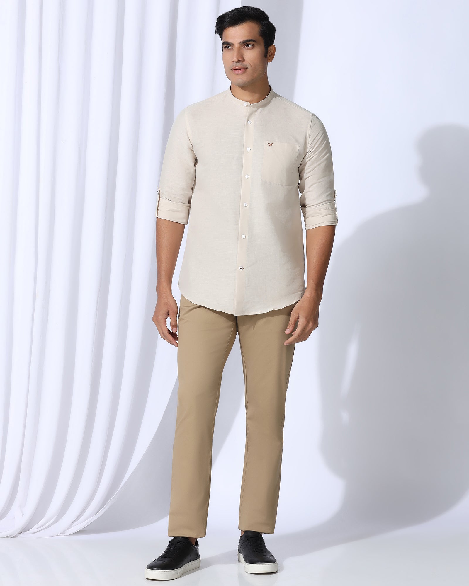 Linen Casual Natural Solid Shirt - Salmon