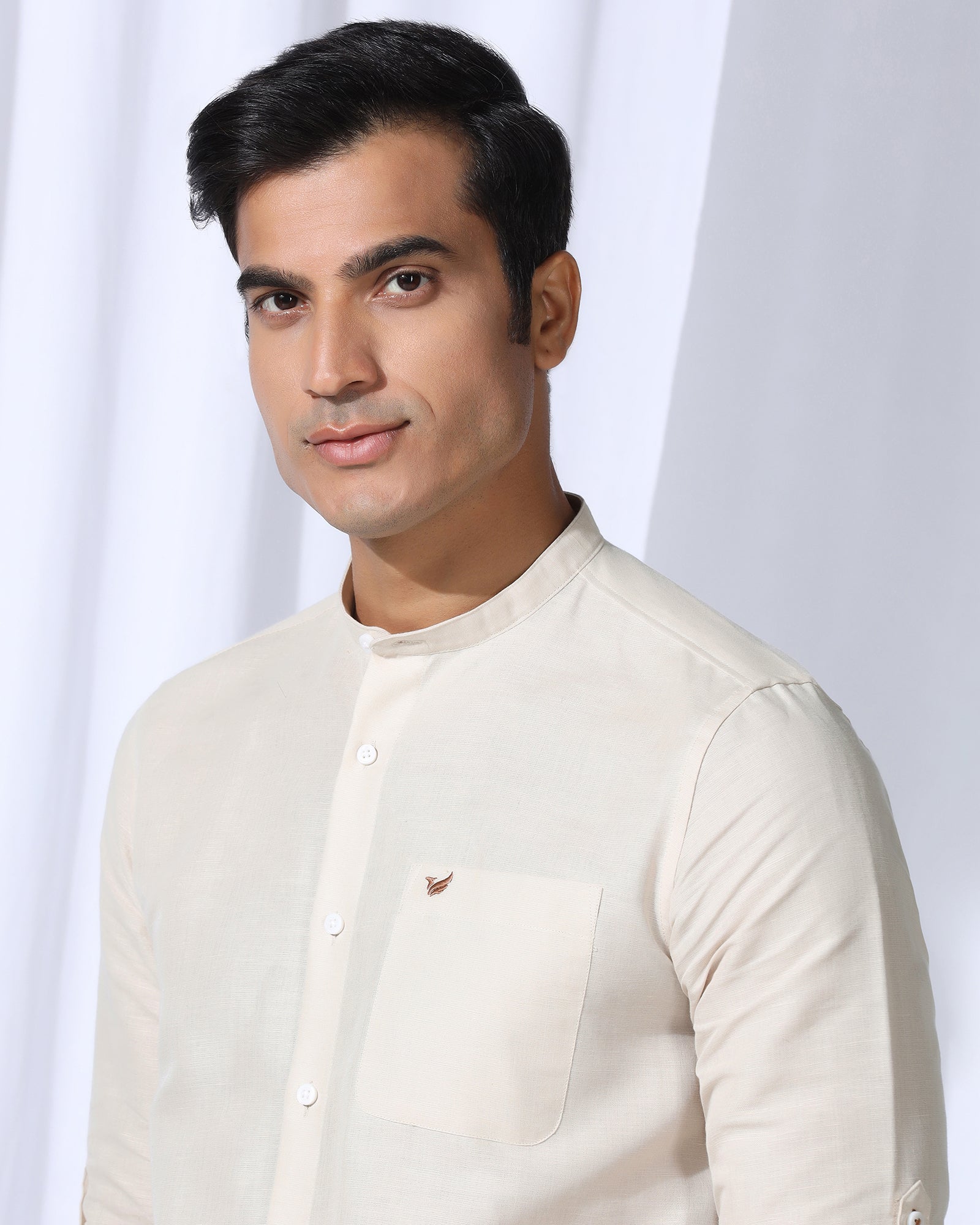 Linen Casual Natural Solid Shirt - Salmon