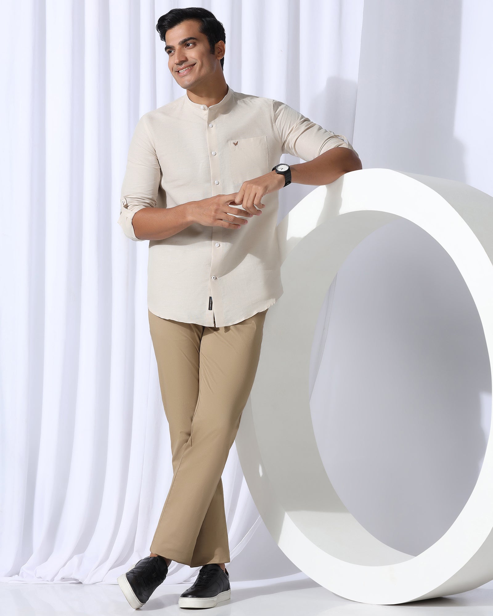 Linen Casual Natural Solid Shirt - Salmon