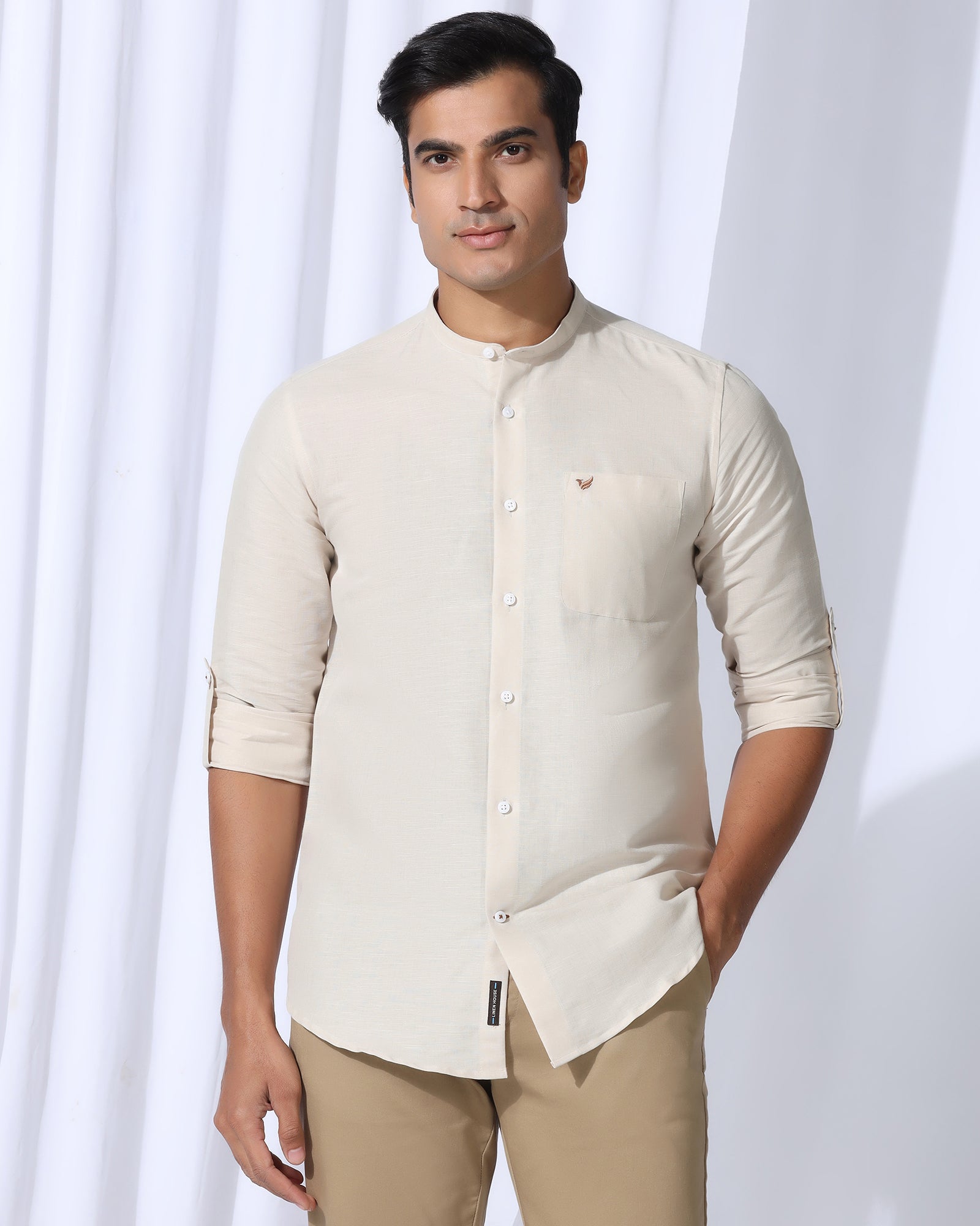 Linen Casual Natural Solid Shirt - Salmon