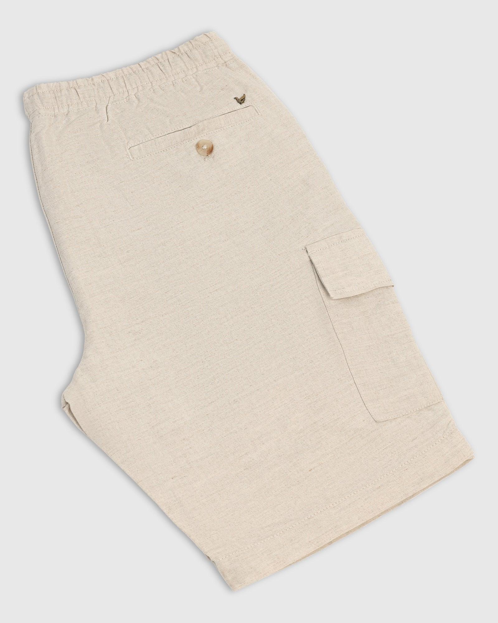 Linen Casual Natural Solid Shorts - Kin