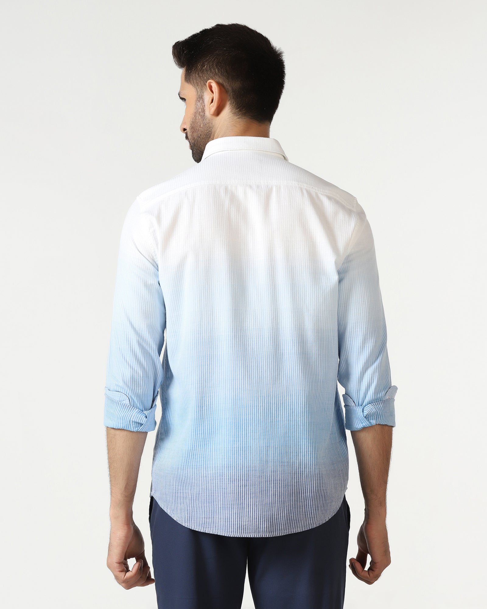 Linen Casual Navy Printed Shirt - Rayen