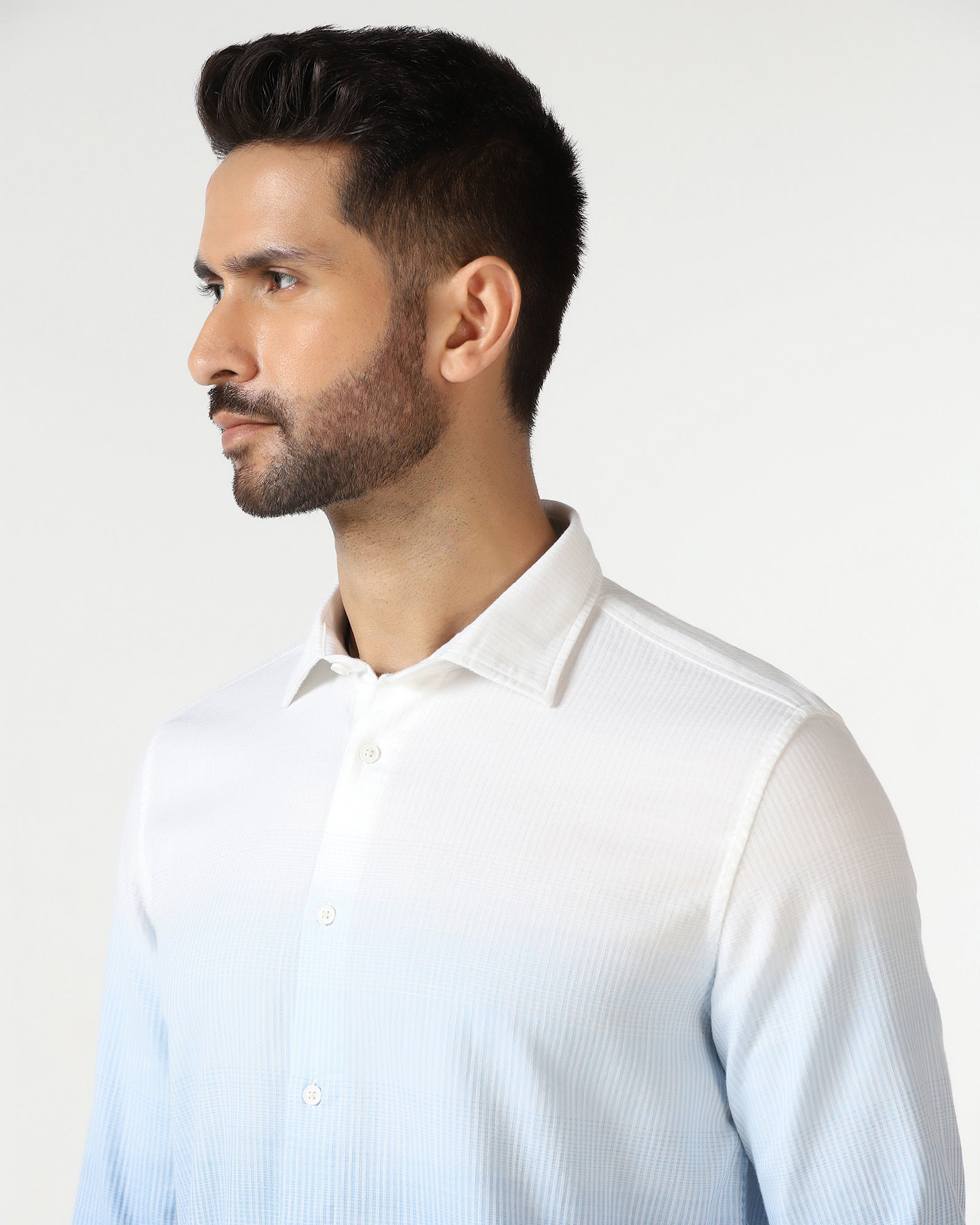 Linen Casual Navy Printed Shirt - Rayen