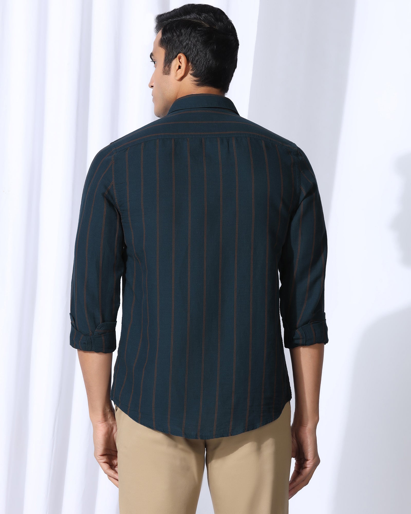 Linen Casual Navy Stripe Shirt - Darcom